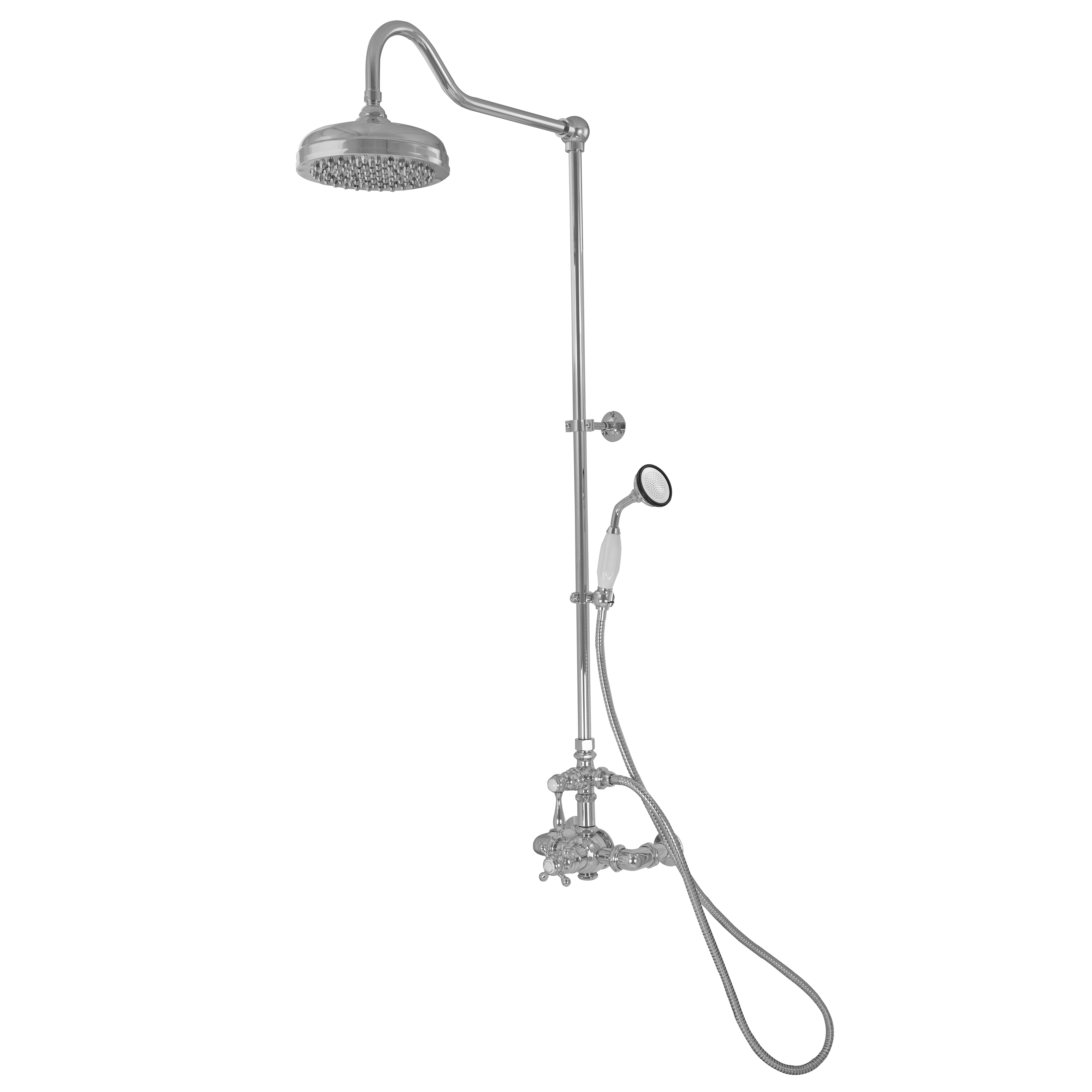 Strom Living Exposed Thermostatic Shower System Wall Mounted with 1.75 GPM Handshower and Lever/Cross Handles
