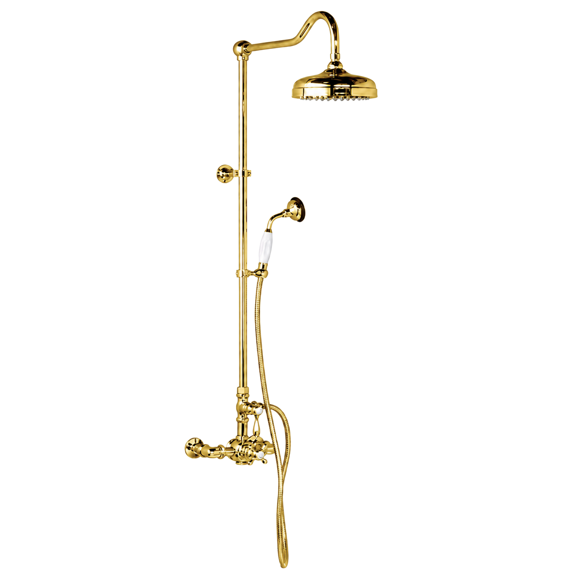 Exposed Thermostatic Shower System P1085 | Strom Living Polished Brass - Showers