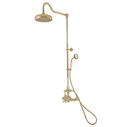 Strom Living Exposed Thermostatic Shower System Wall Mounted with 1.75 GPM Handshower and Lever/Cross Handles