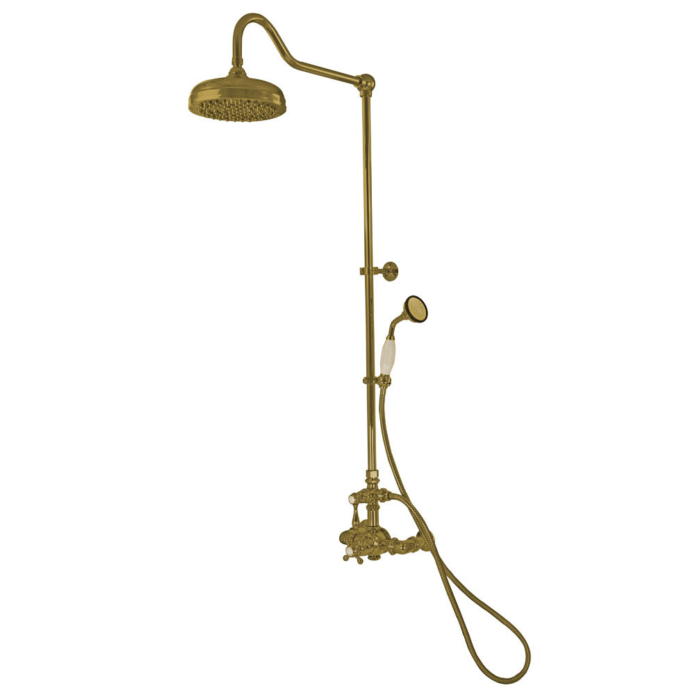 Strom Living Exposed Thermostatic Shower System Wall Mounted with 1.75 GPM Handshower and Lever/Cross Handles