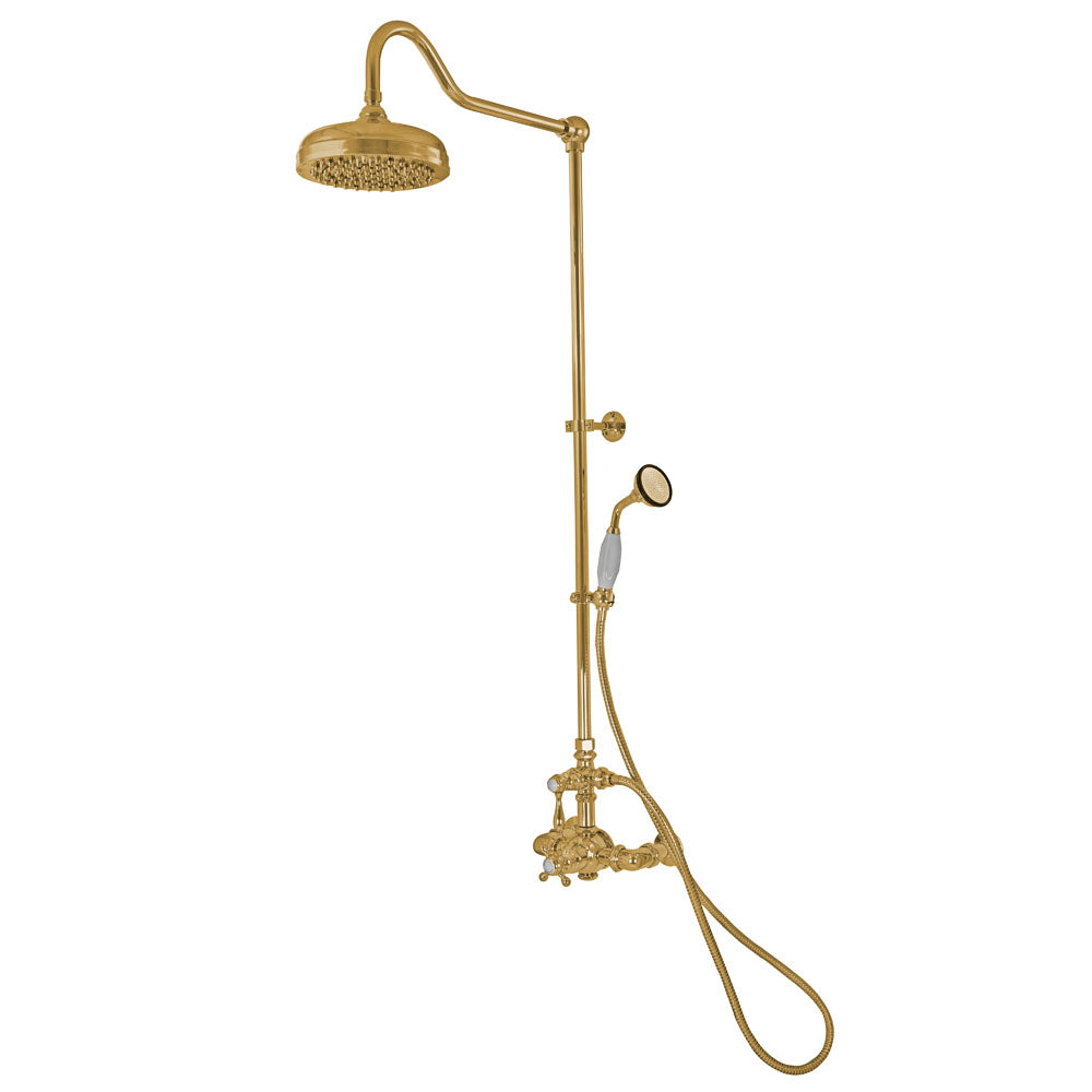 Strom Living Exposed Thermostatic Shower System Wall Mounted with 1.75 GPM Handshower and Lever/Cross Handles