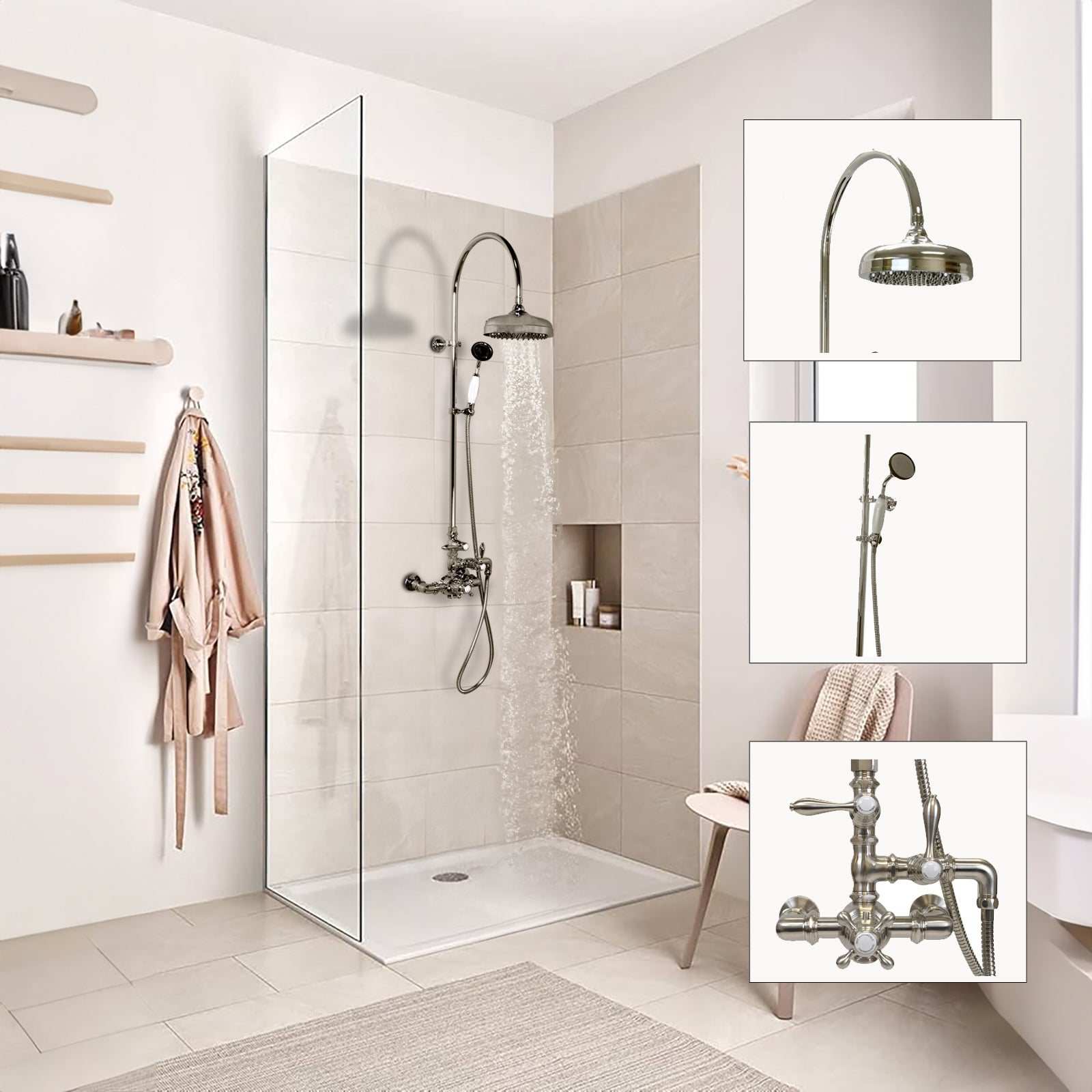 Exposed Thermostatic Shower System and Handshower P1088 | Strom Living - Showers