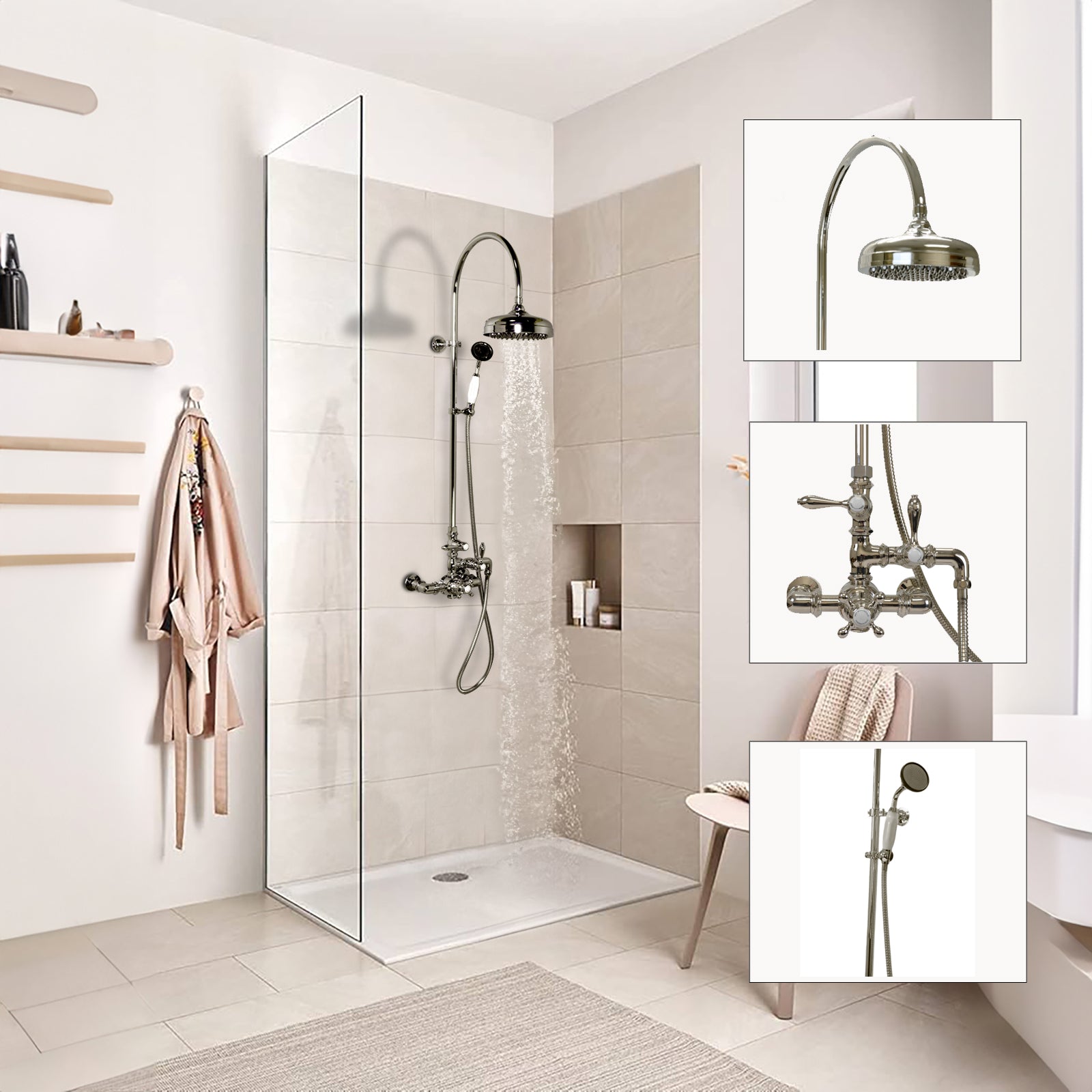 Exposed Thermostatic Shower System and Handshower P1088 | Strom Living - Showers