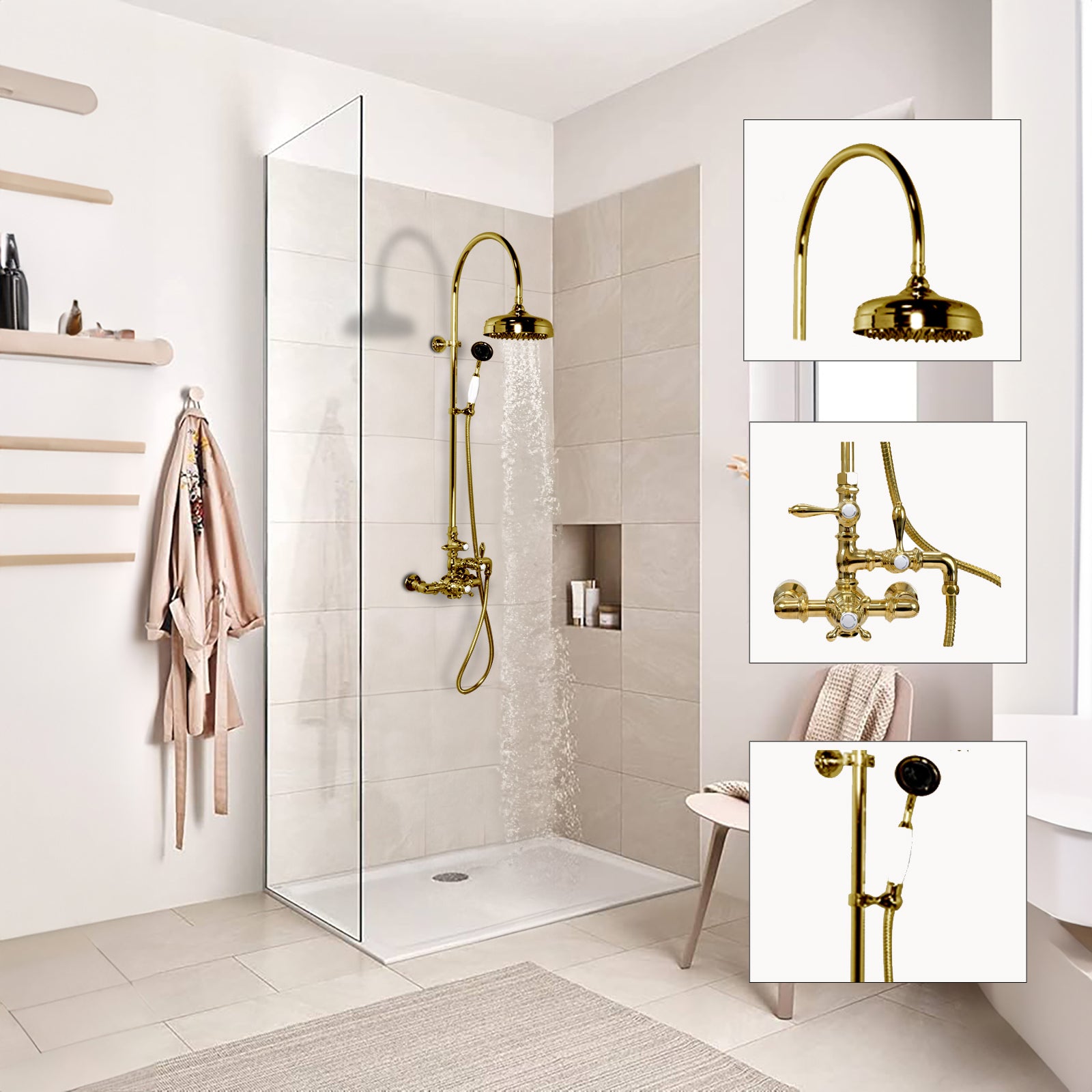 Exposed Thermostatic Shower System and Handshower P1088 | Strom Living - Showers