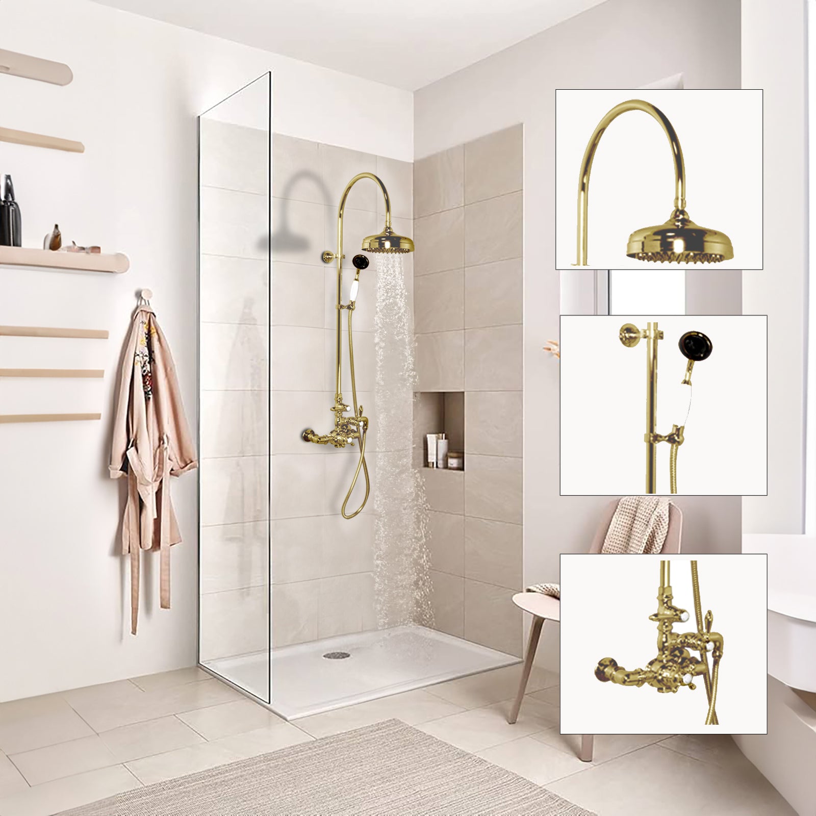 Exposed Thermostatic Shower System and Handshower P1088 | Strom Living - Showers