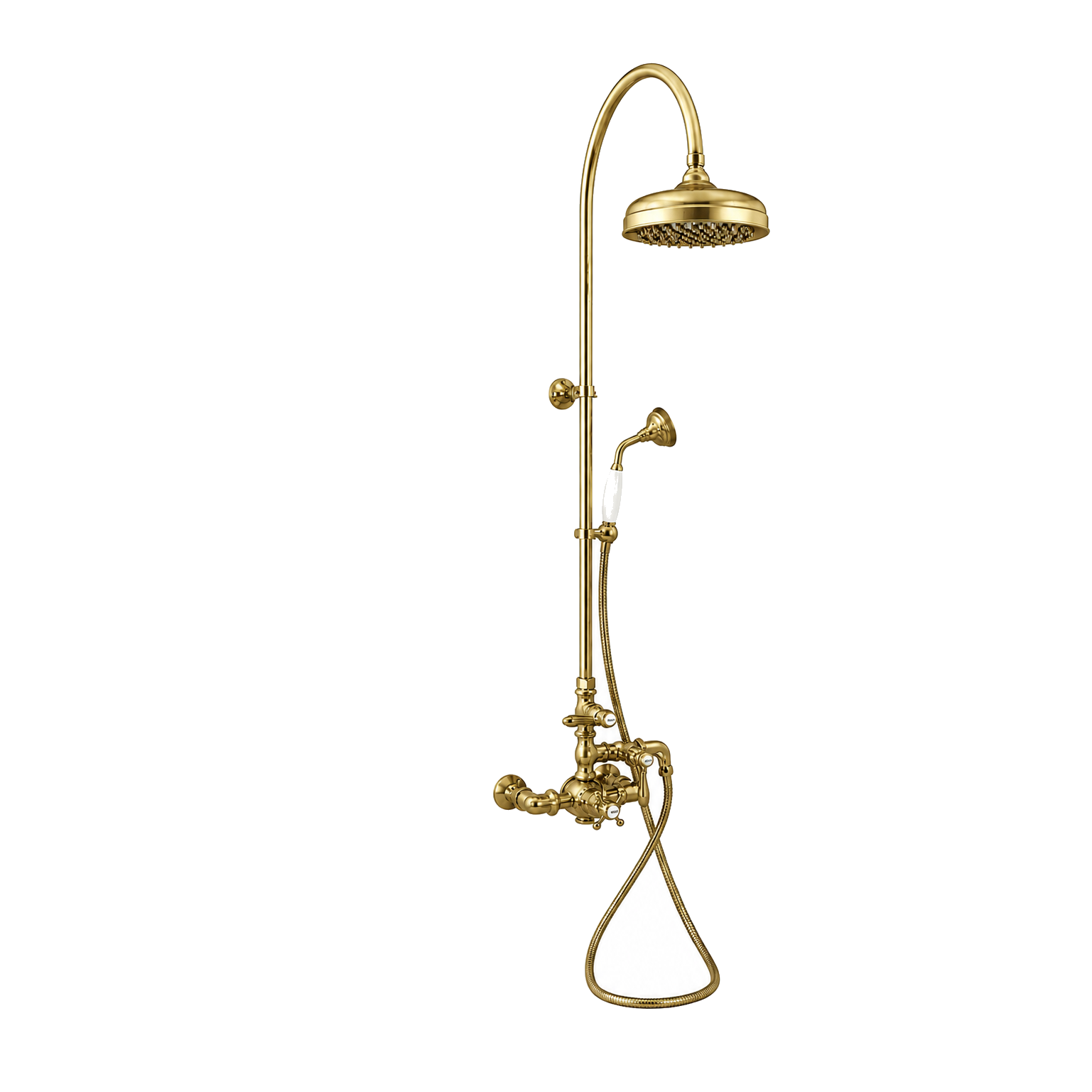 Exposed Thermostatic Shower System and Handshower P1088 | Strom Living Raw Brass - Showers