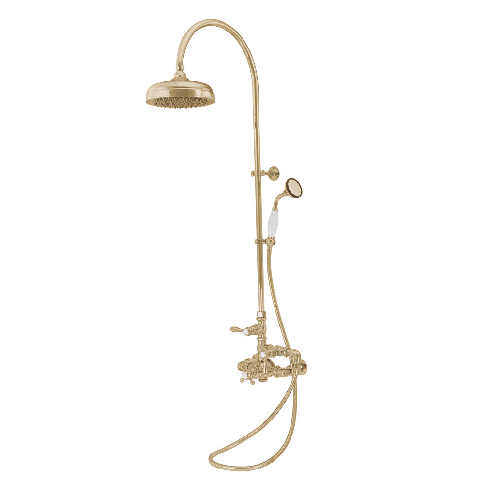 Exposed Thermostatic Shower System and Handshower P1088 | Strom Living Raw Brass - Showers