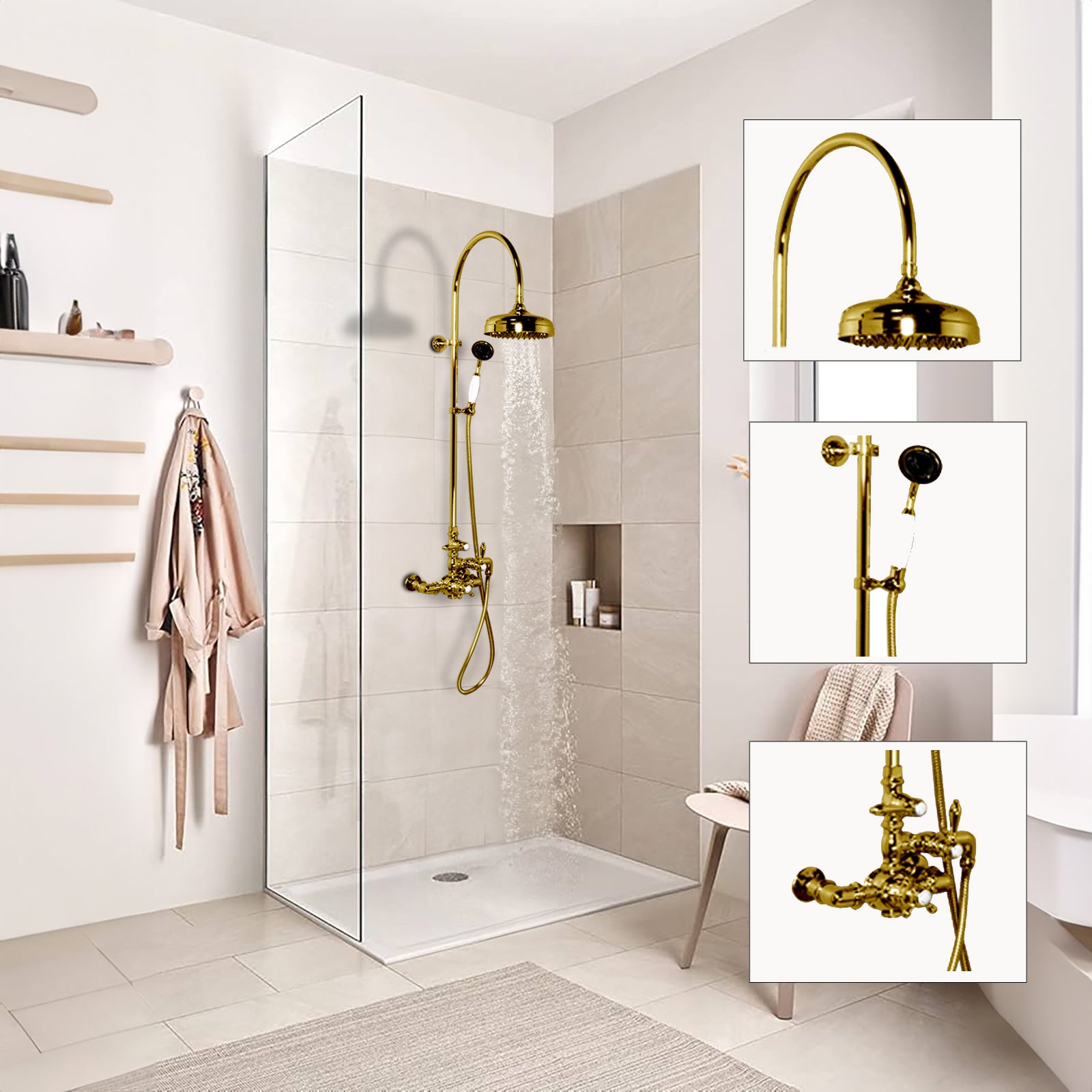 Exposed Thermostatic Shower System and Handshower P1088 | Strom Living - Showers
