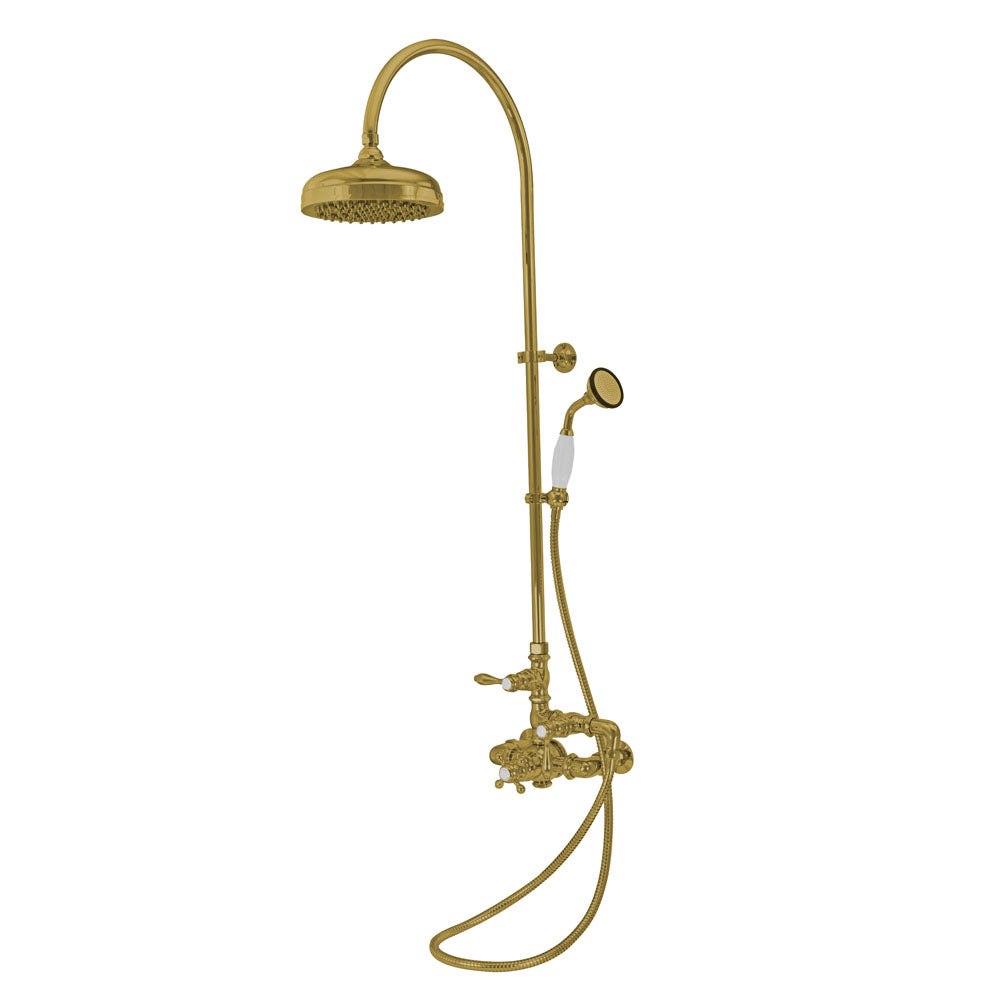 Exposed Thermostatic Shower System and Handshower P1088 | Strom Living Supercoat Brass 36" - Showers
