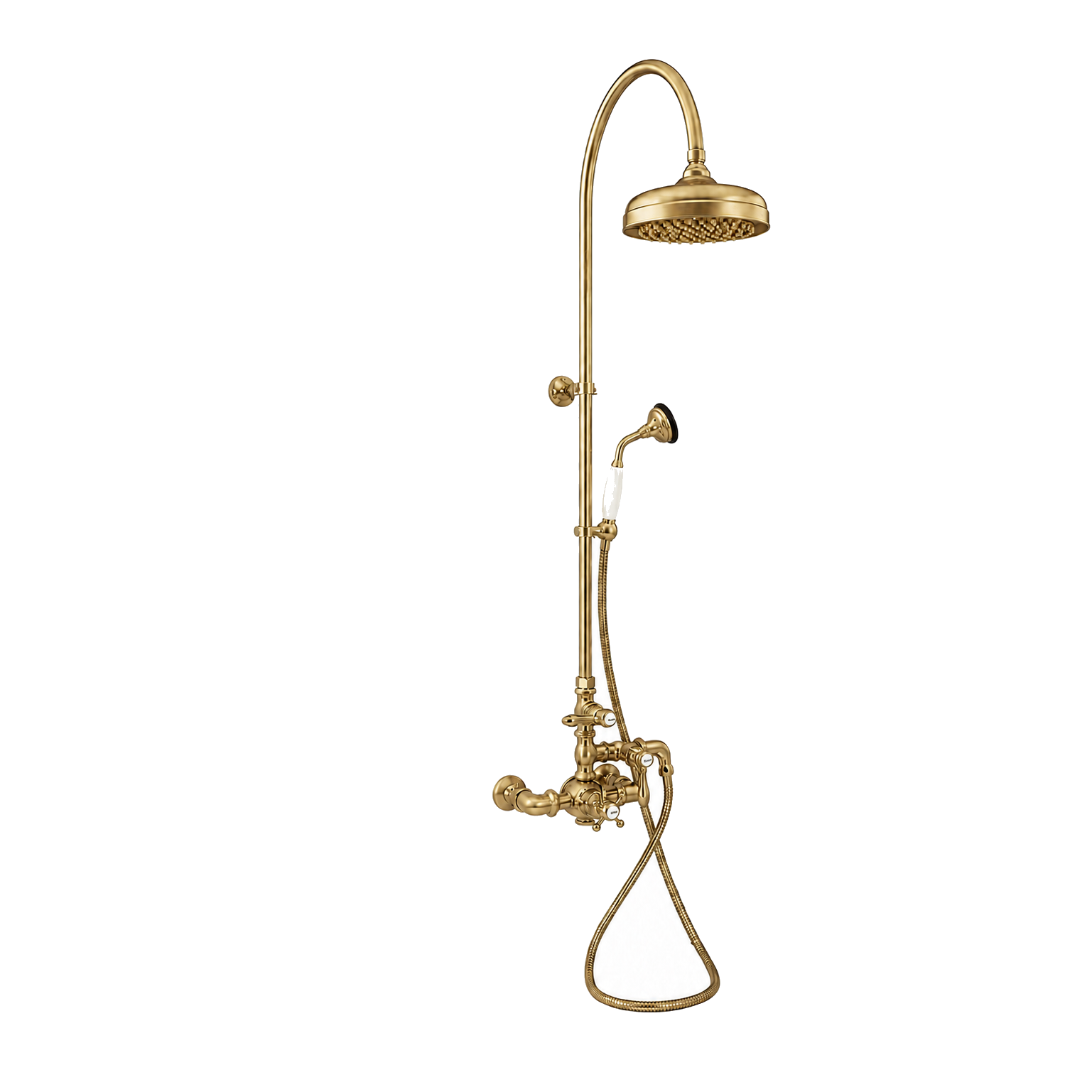 Exposed Thermostatic Shower System and Handshower P1088 | Strom Living Satin Brass - Showers