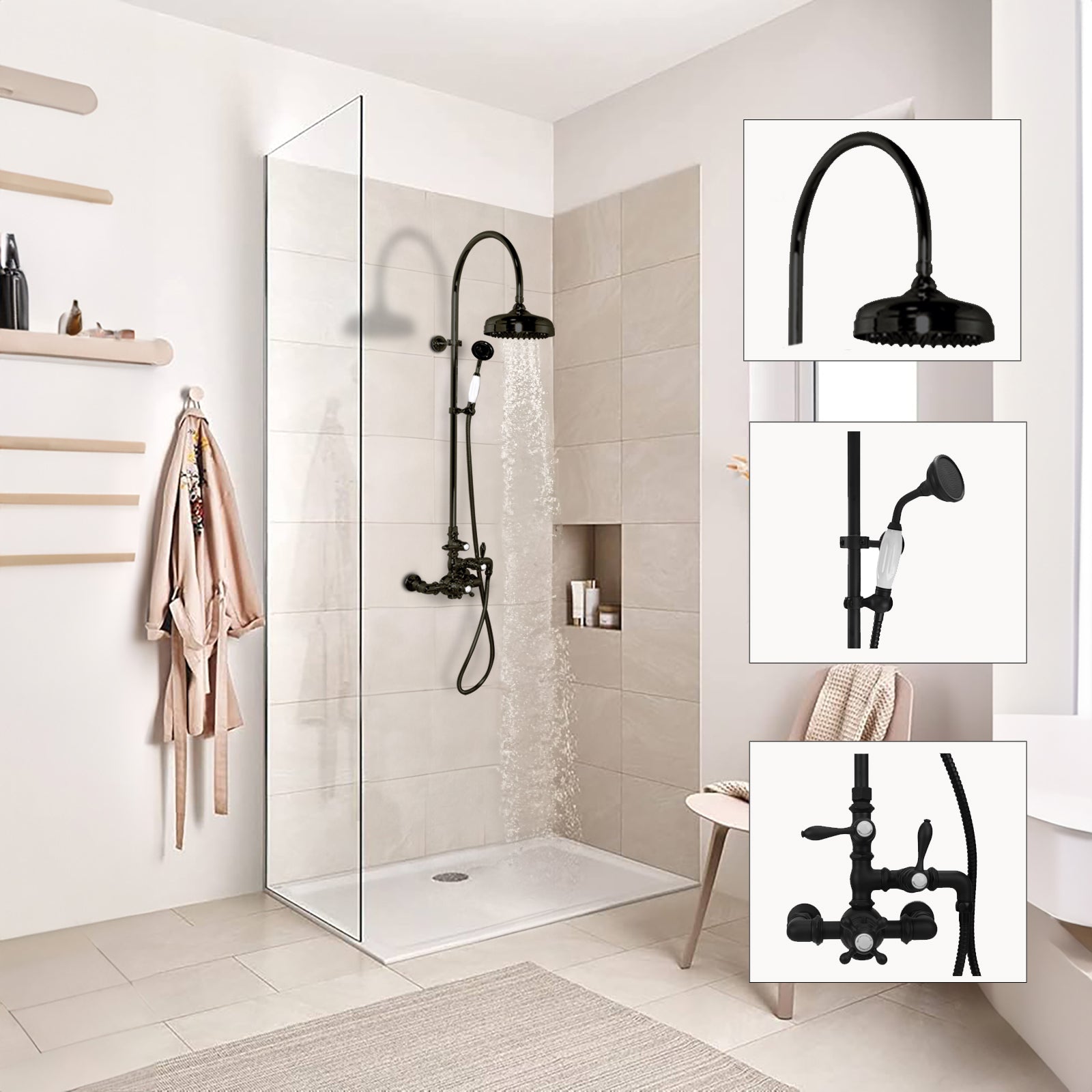 Exposed Thermostatic Shower System and Handshower P1088 | Strom Living - Showers