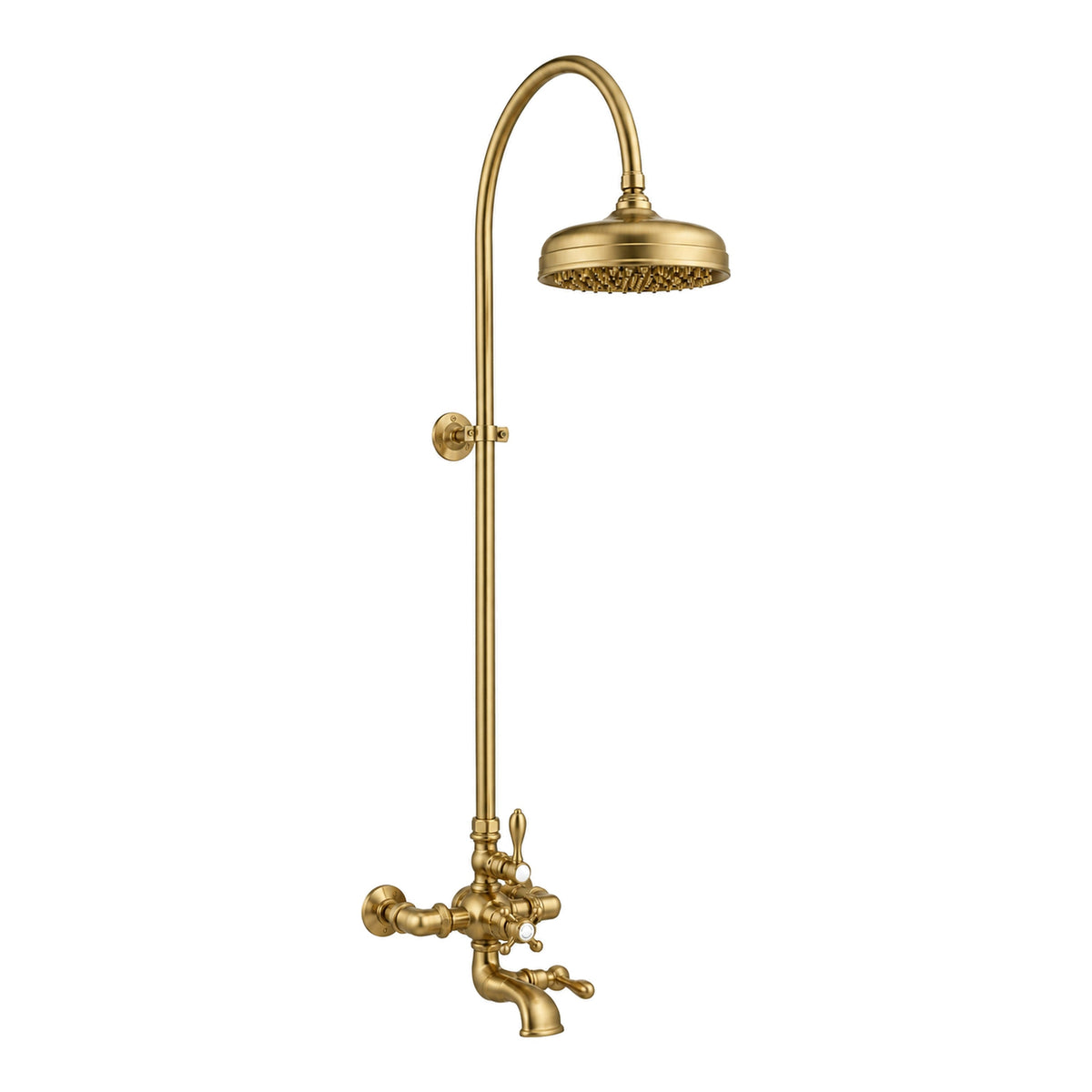 Thermostatic Shower System with Tub Spout P1089 in Satin Brass