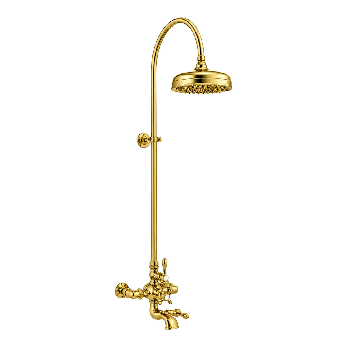 Thermostatic Shower System with Tub Spout P1089 in Supercoat Brass / Polished Brass