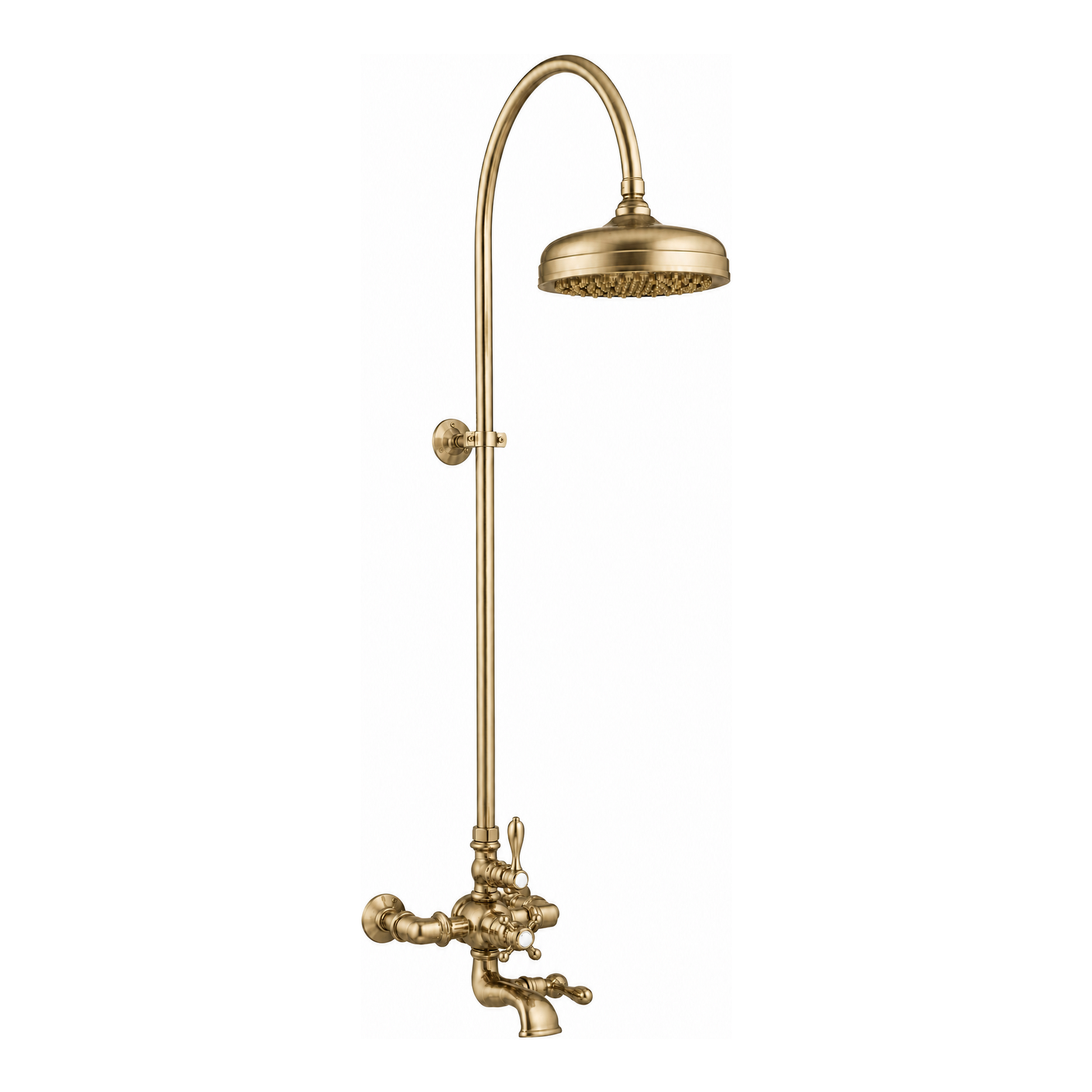 Thermostatic Shower System with Tub Spout P1089 | Strom Living Satin Brass - Showers