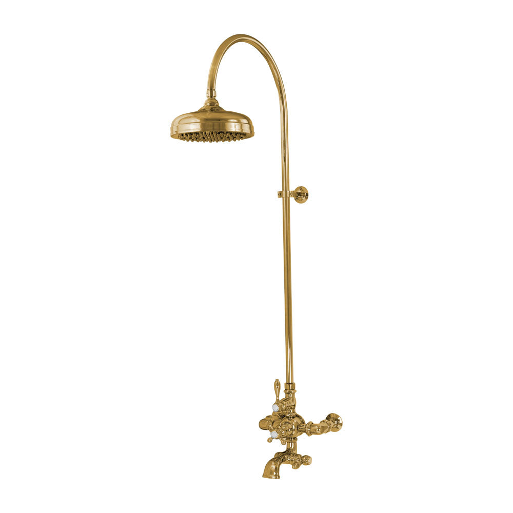Thermostatic Shower System with Tub Spout P1089 | Strom Living Satin Brass - Showers