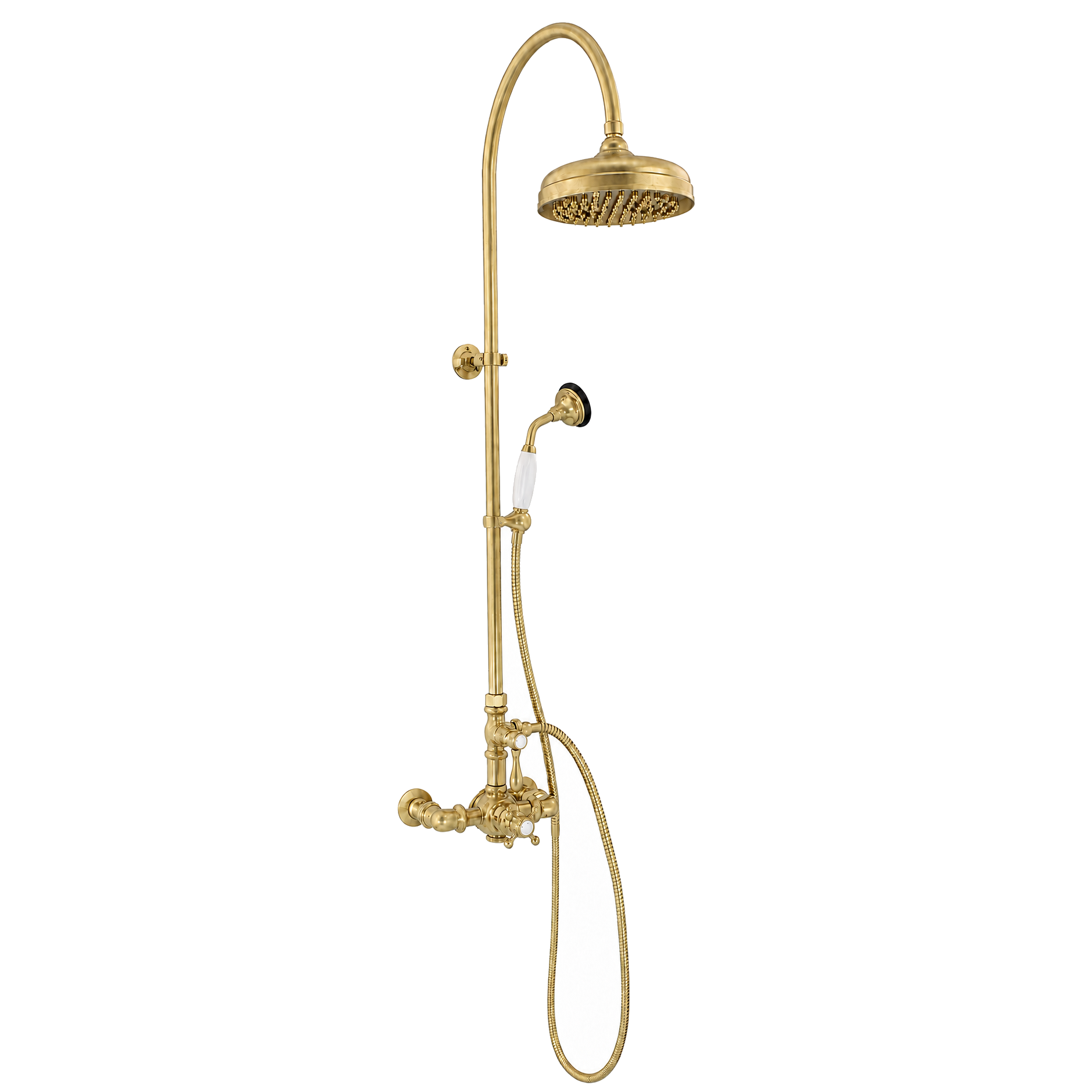 Exposed Thermostatic Shower System and Handshower P1090 | Strom Living Raw Brass - Showers