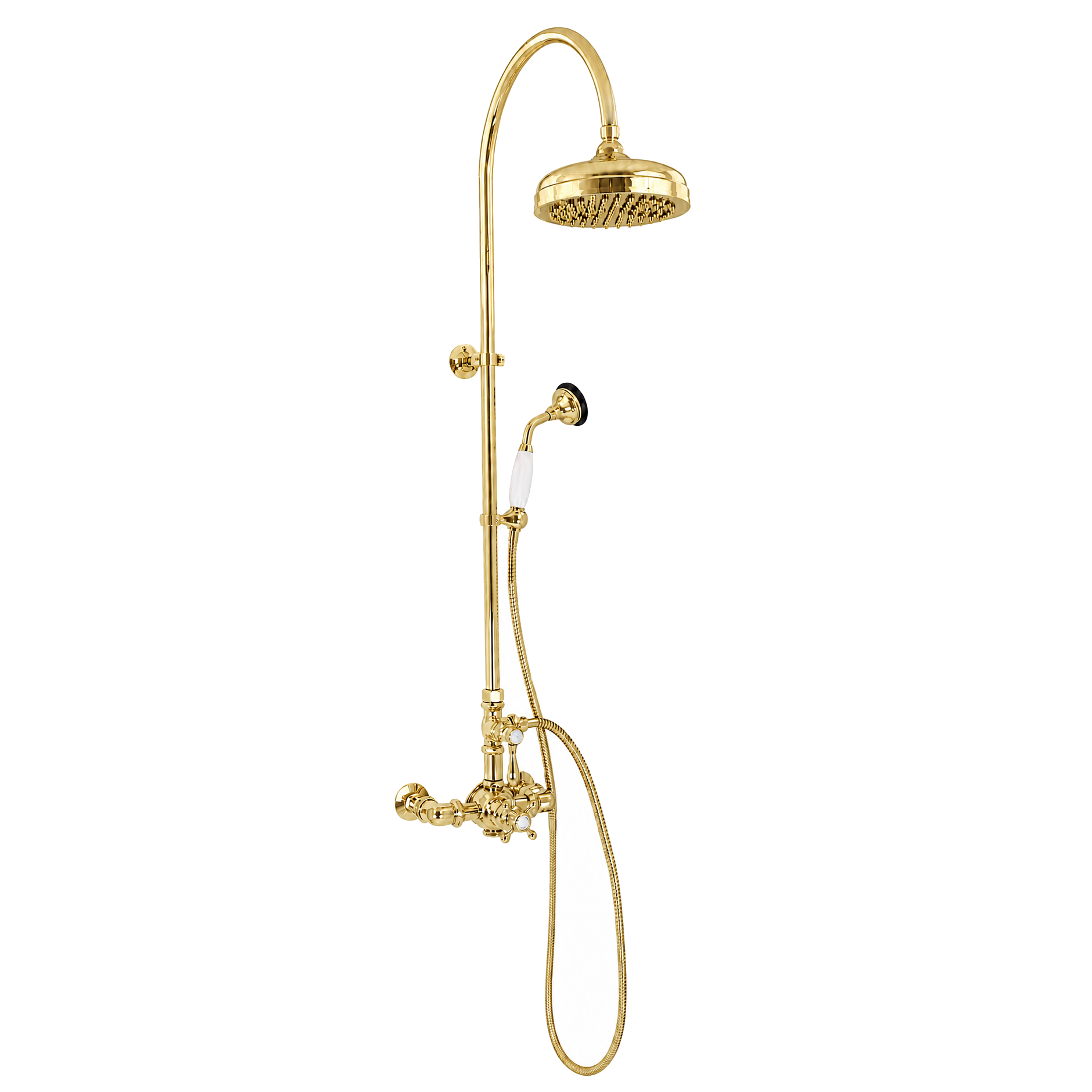 Exposed Thermostatic Shower System and Handshower P1090 | Strom Living Supercoat Brass - Showers
