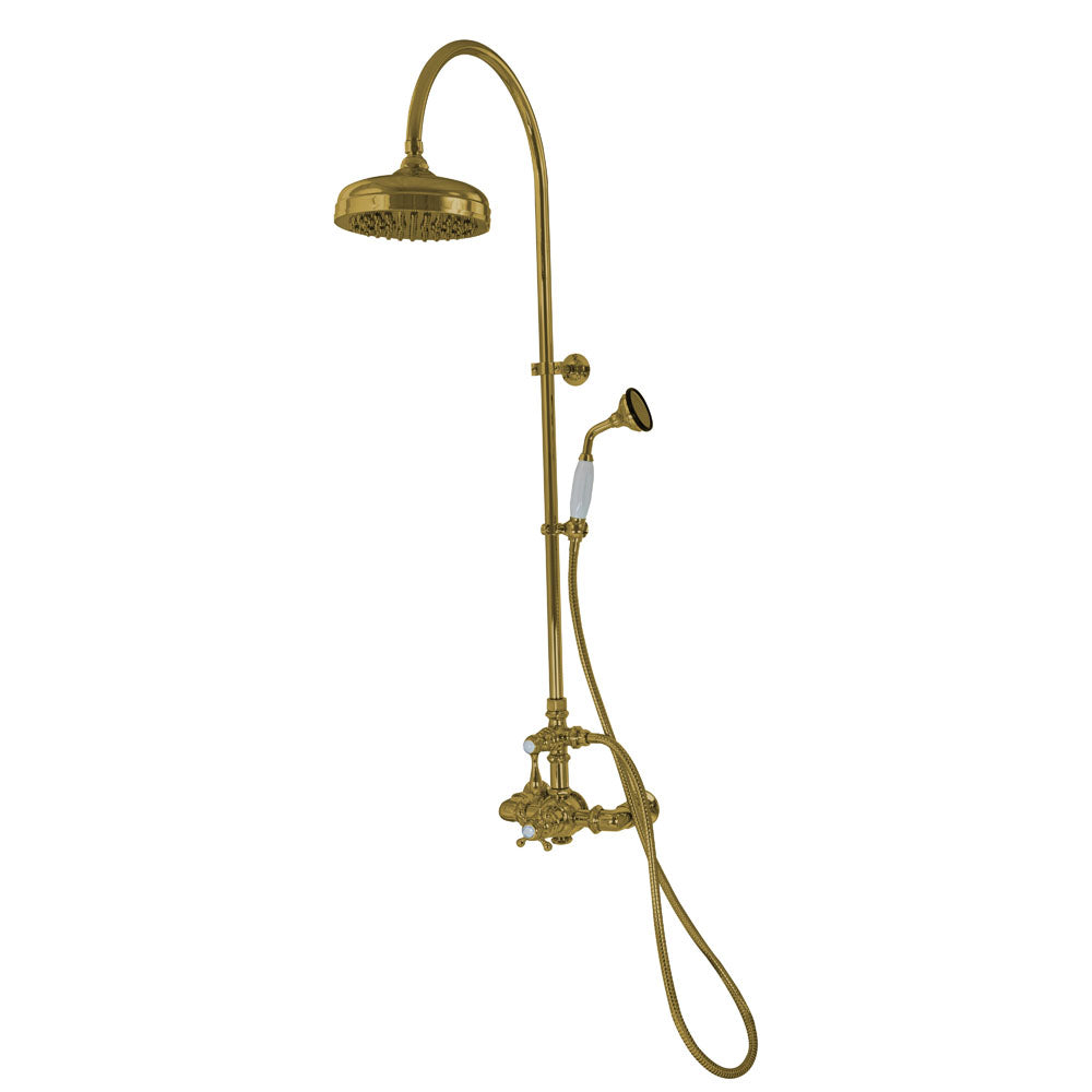 Exposed Thermostatic Shower System and Handshower P1090 | Strom Living Supercoat Brass 36" - Showers