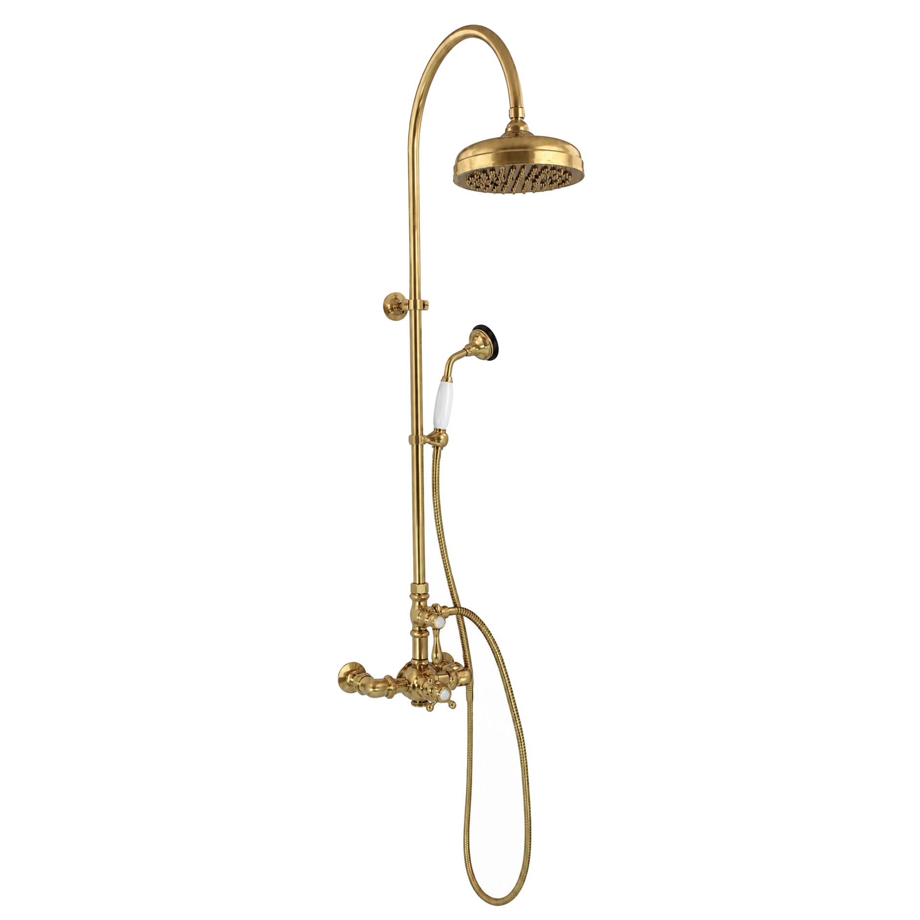 Exposed Thermostatic Shower System and Handshower P1090 | Strom Living Satin Brass - Showers