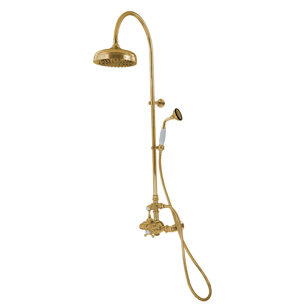 Exposed Thermostatic Shower System and Handshower P1090 | Strom Living Satin Brass - Showers