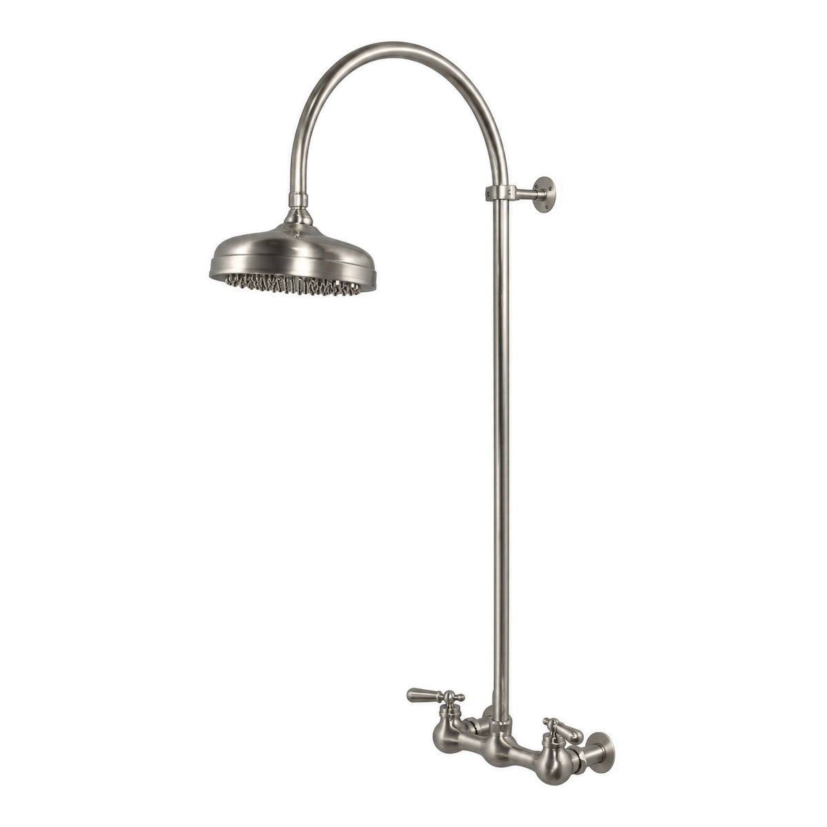 Exposed Shower System with Gooseneck Riser P1091 in Matte Nickel