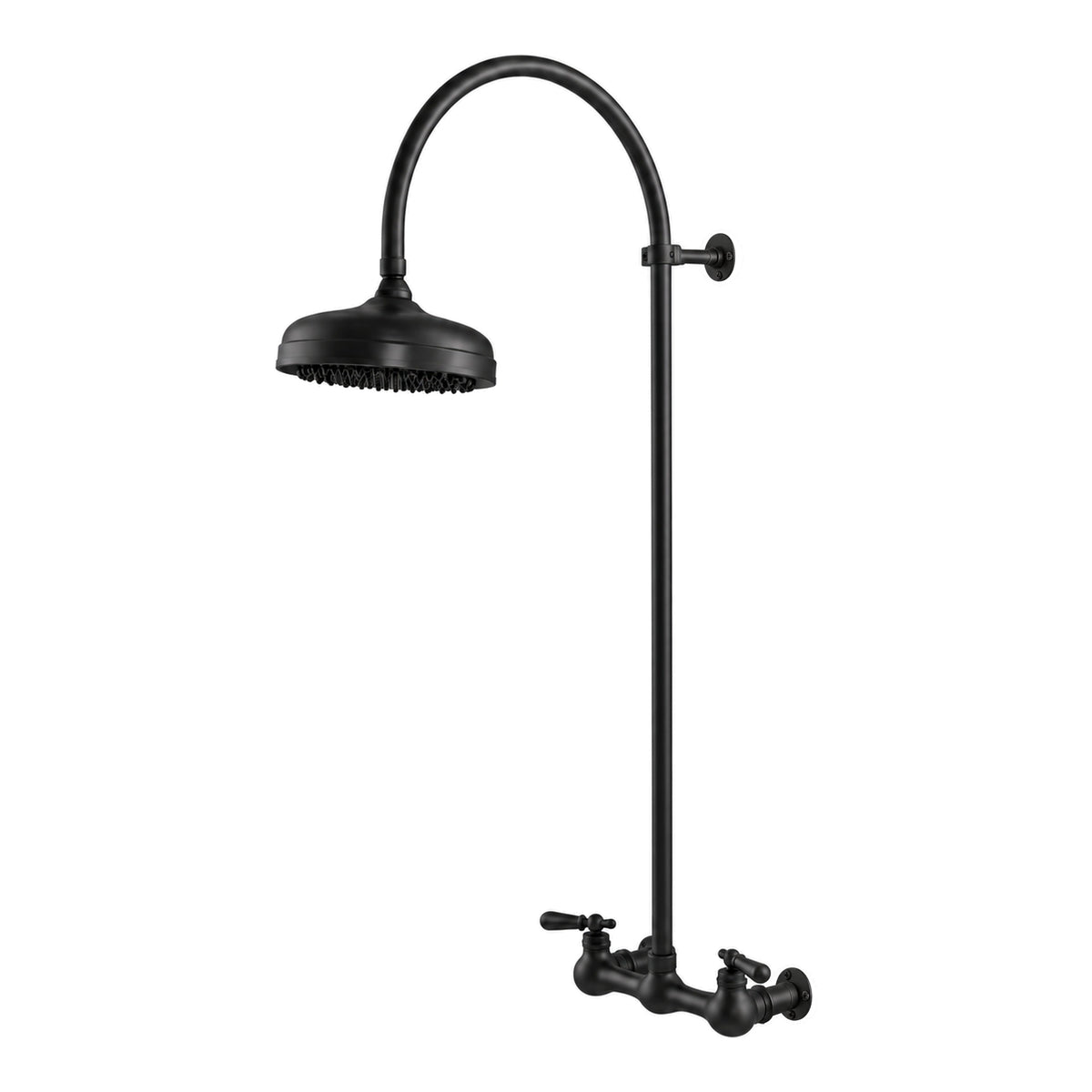 Exposed Shower System with Gooseneck Riser P1091 in Oil Rubbed Bronze / Satin Black