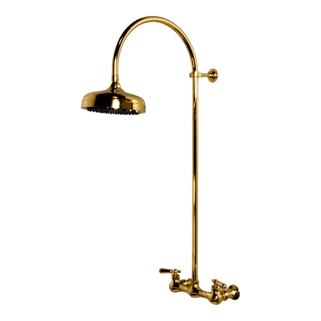 Exposed Shower System with Gooseneck Riser P1091 | Strom Living Supercoat Brass - Showers