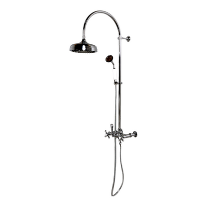 Strom Living Exposed Shower System Wall Mounted with 7" Centers and Handshower and Lever/Cross Handles
