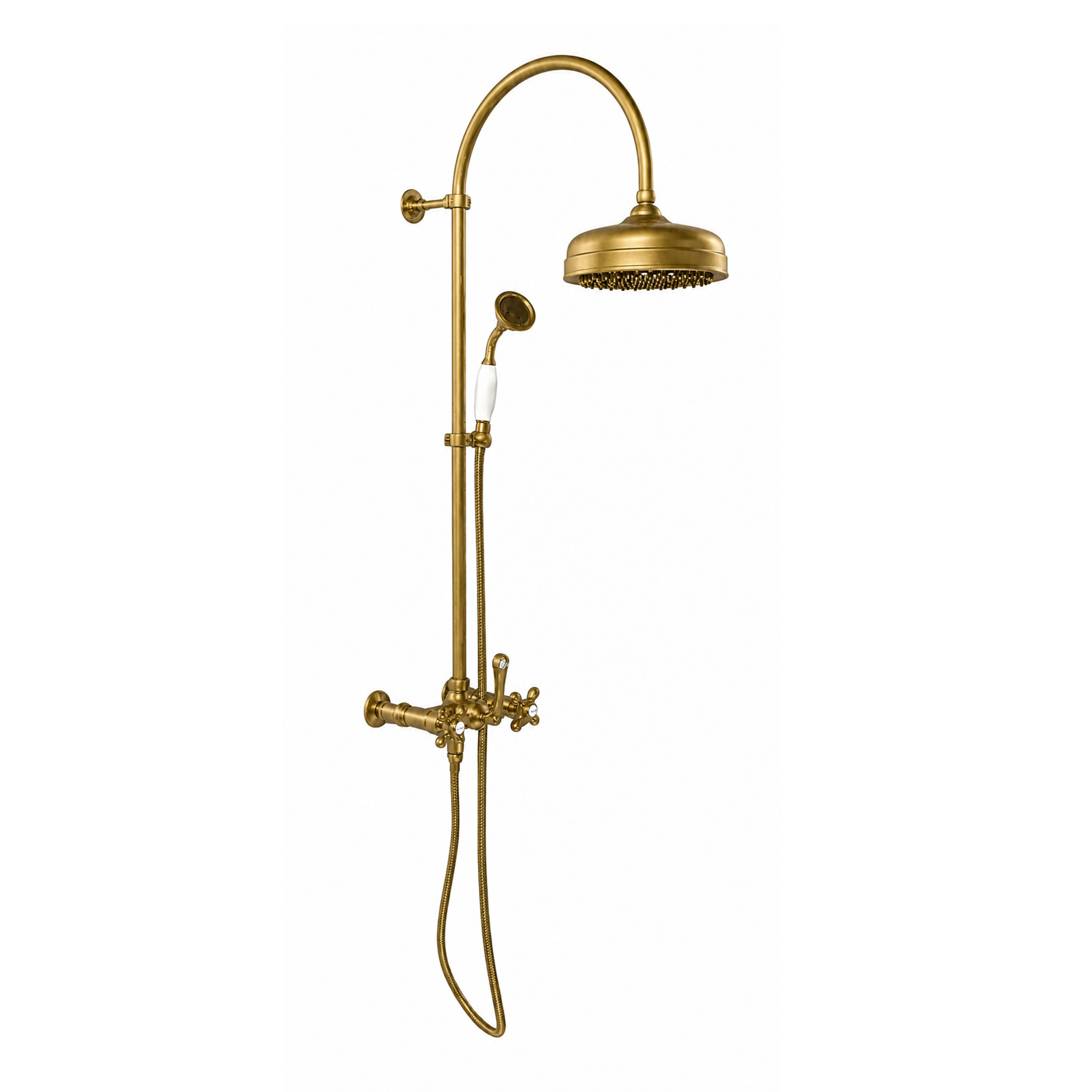 Exposed Shower System with Hand Shower P1092 | Strom Living Raw Brass - Showers