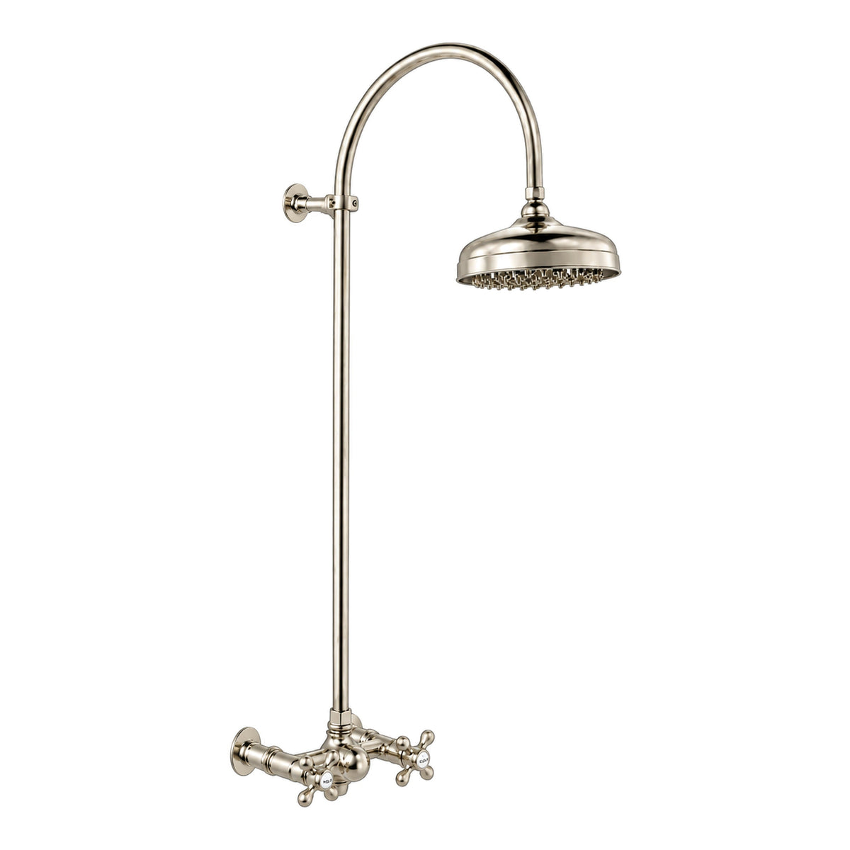 Exposed Shower System with Gooseneck Riser P1093 in Polished Nickel