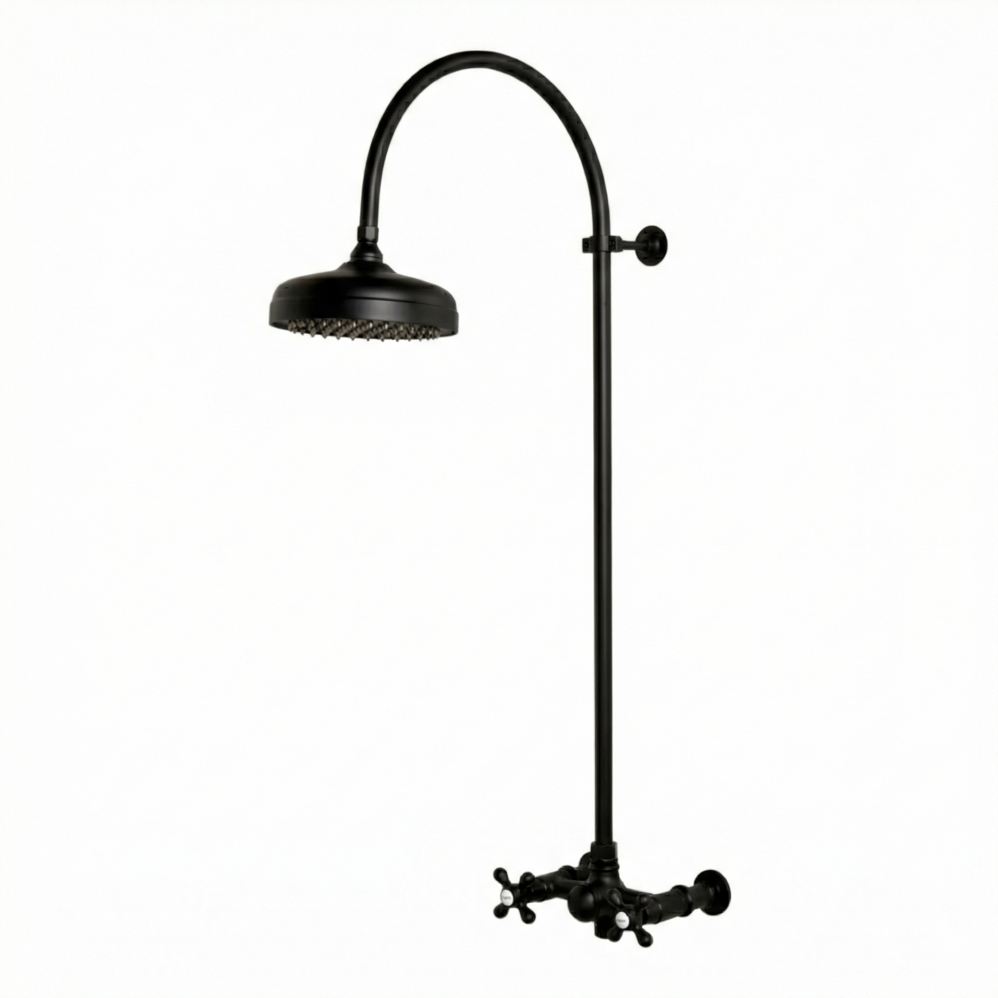 Exposed Shower System with Gooseneck Riser P1093 | Strom Living Satin Black - Showers