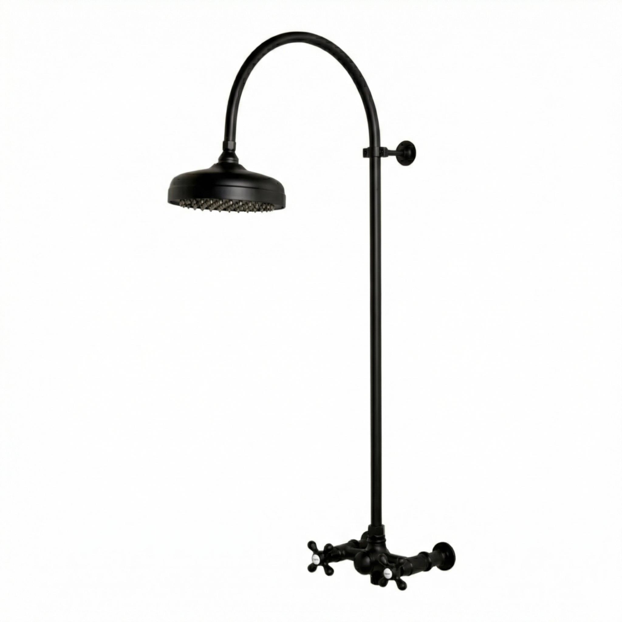 Exposed Shower System with Gooseneck Riser P1093 | Strom Living Satin Black - Showers