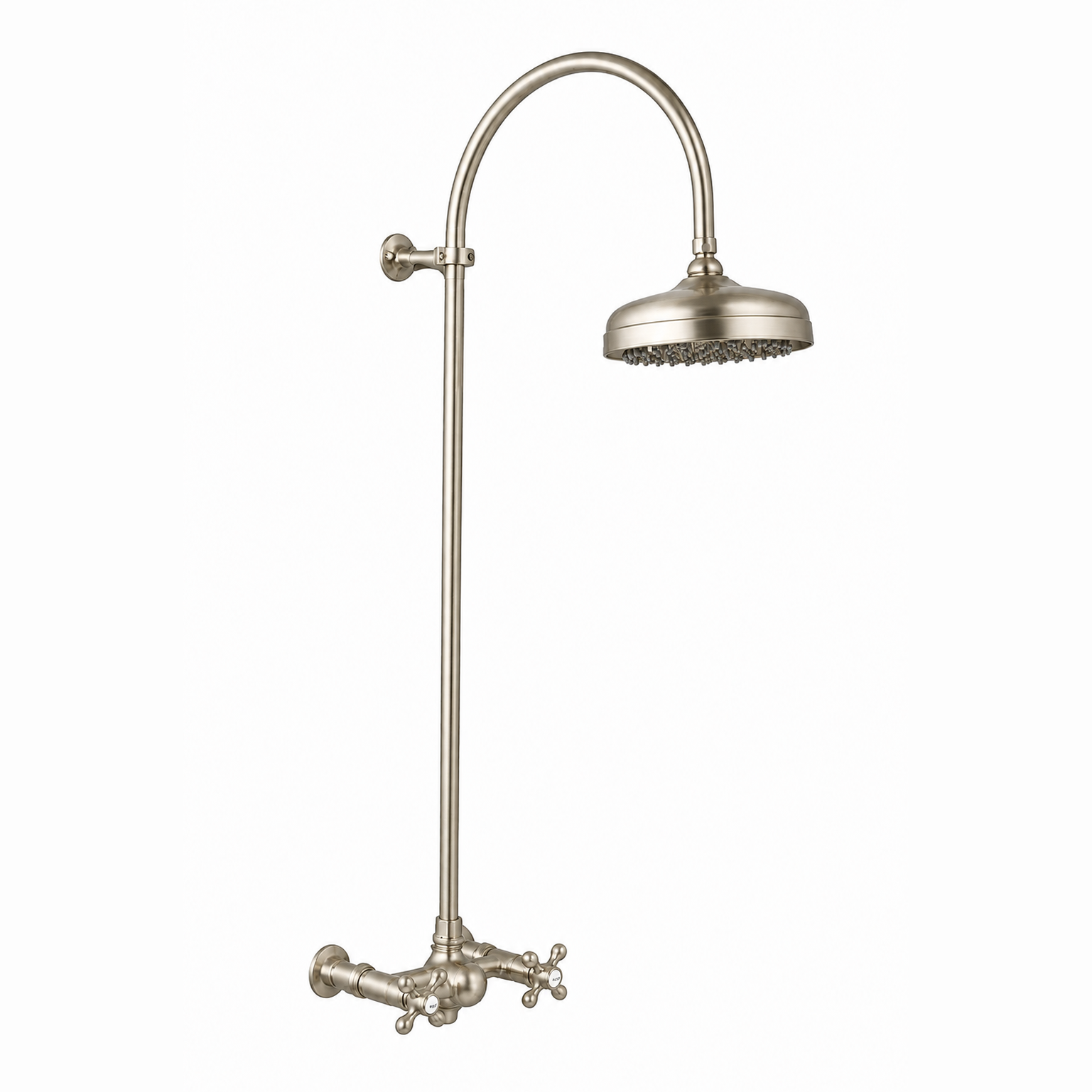 Exposed Shower System with Gooseneck Riser P1093 | Strom Living Matte Nickel - Showers