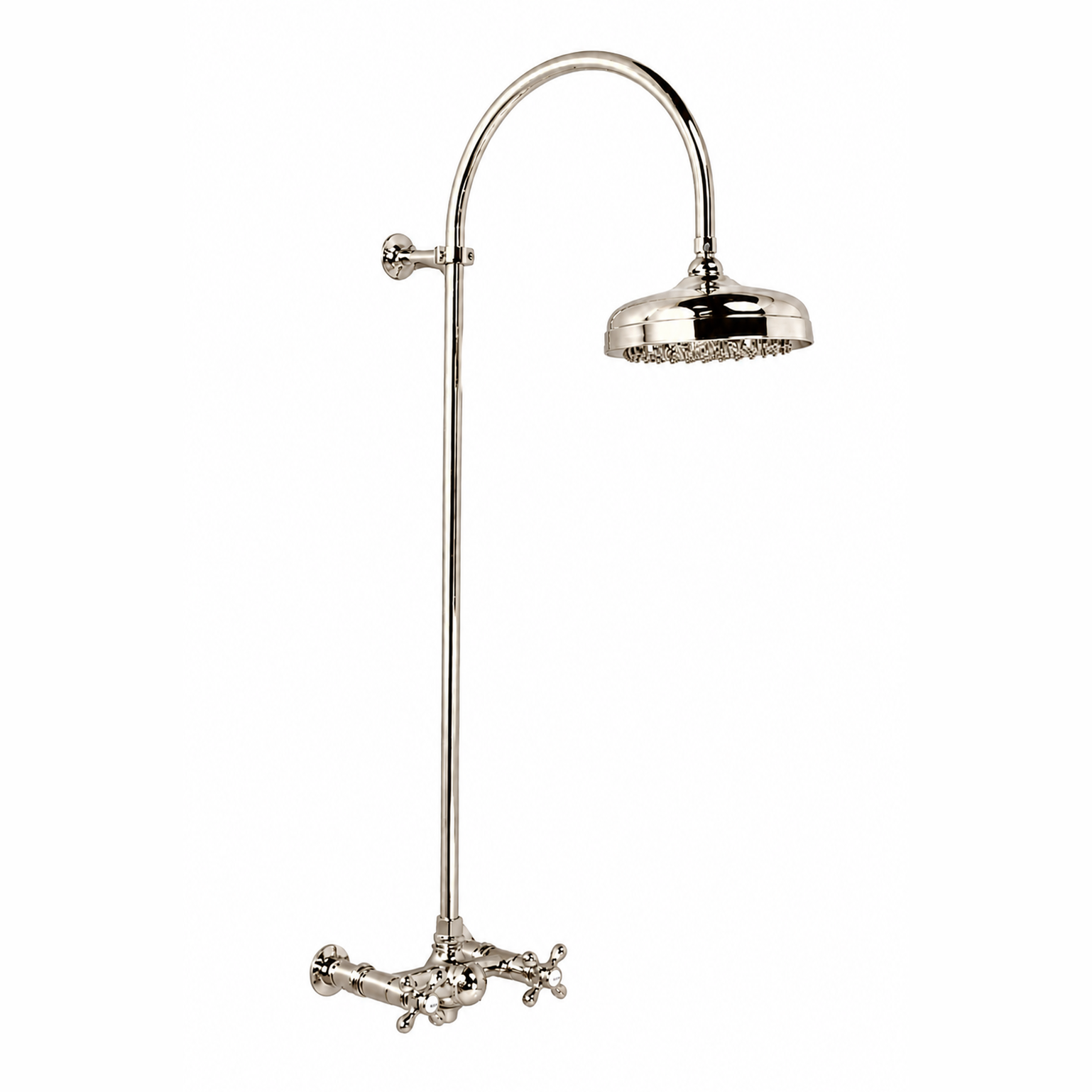Exposed Shower System with Gooseneck Riser P1093 | Strom Living Polished Nickel - Showers