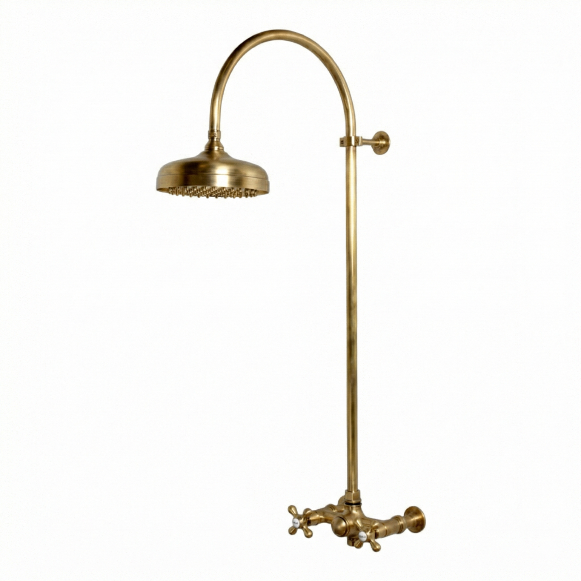 Exposed Shower System with Gooseneck Riser P1093 | Strom Living Polished Brass - Showers