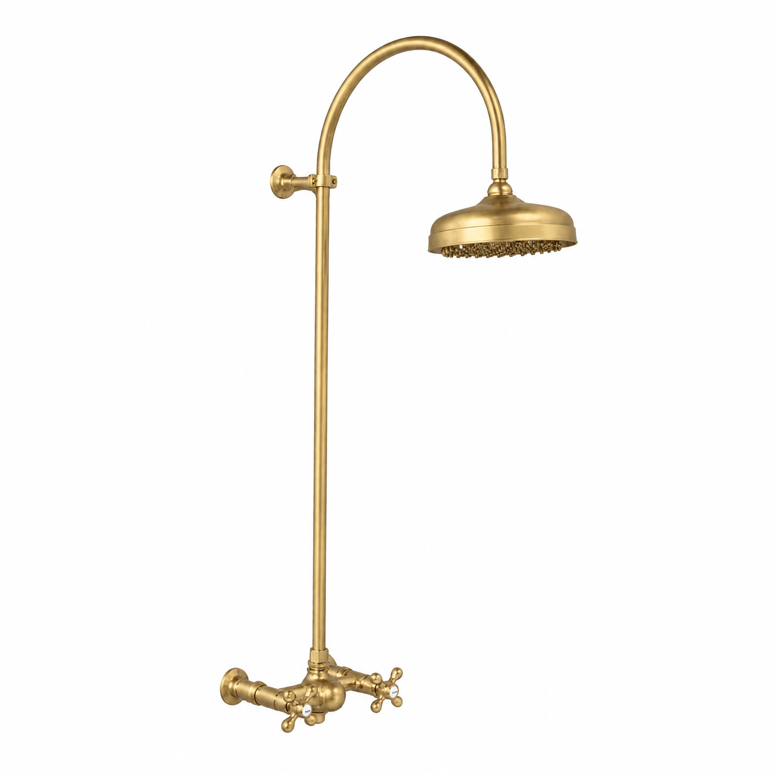 Exposed Shower System with Gooseneck Riser P1093 | Strom Living Raw Brass - Showers