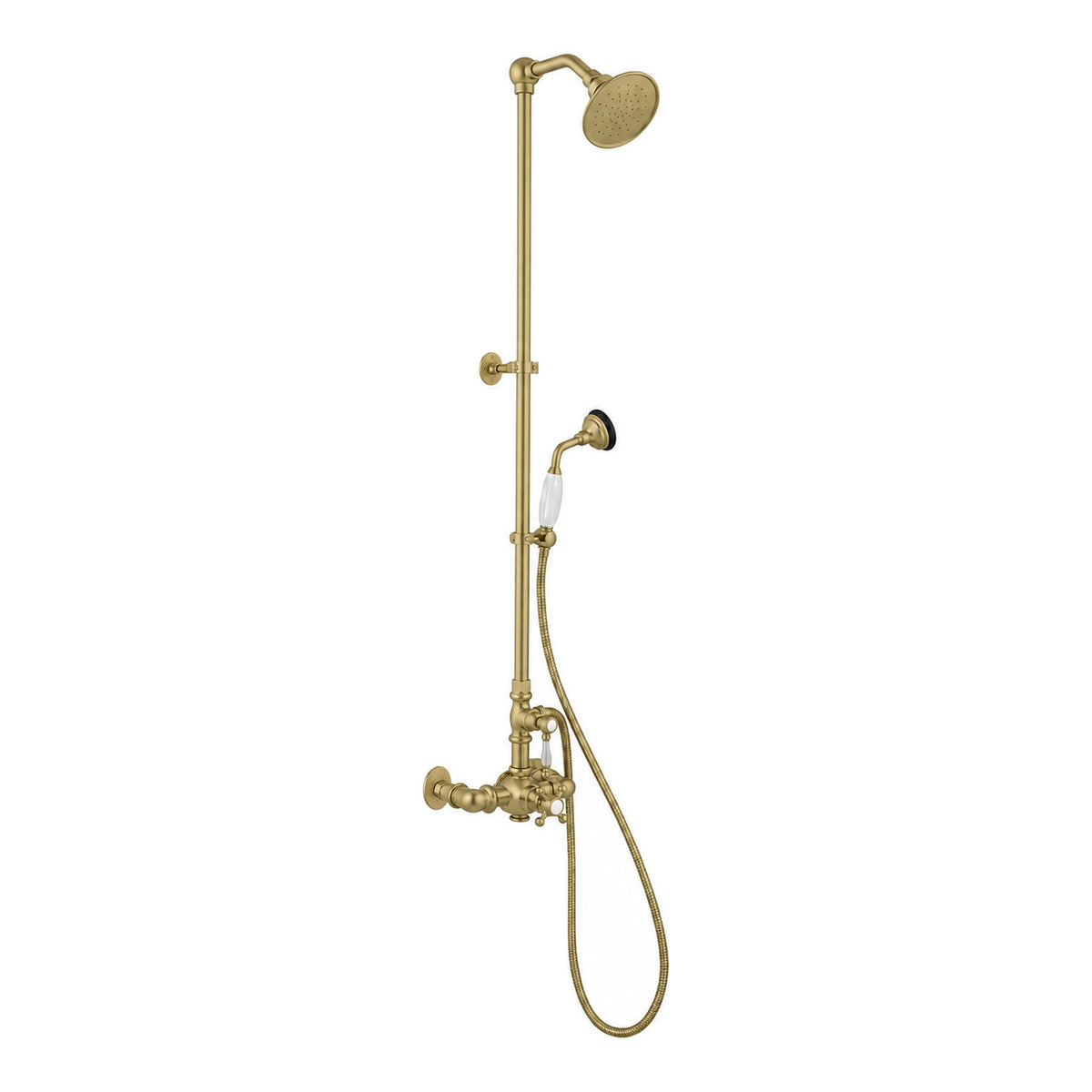 Exposed Thermostatic Shower System with Diverter P1094 in Raw Brass