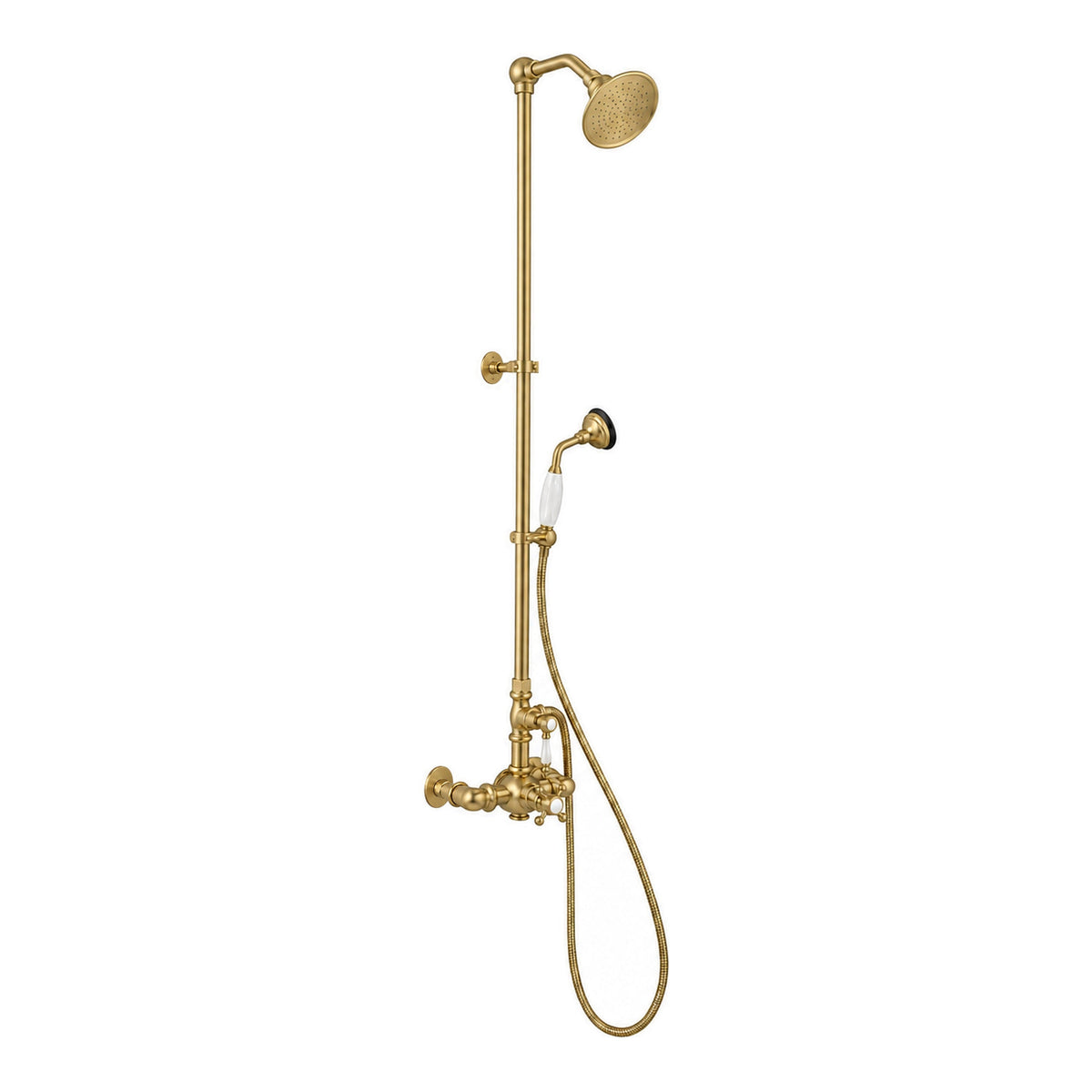 Exposed Thermostatic Shower System with Diverter P1094 in Satin Brass