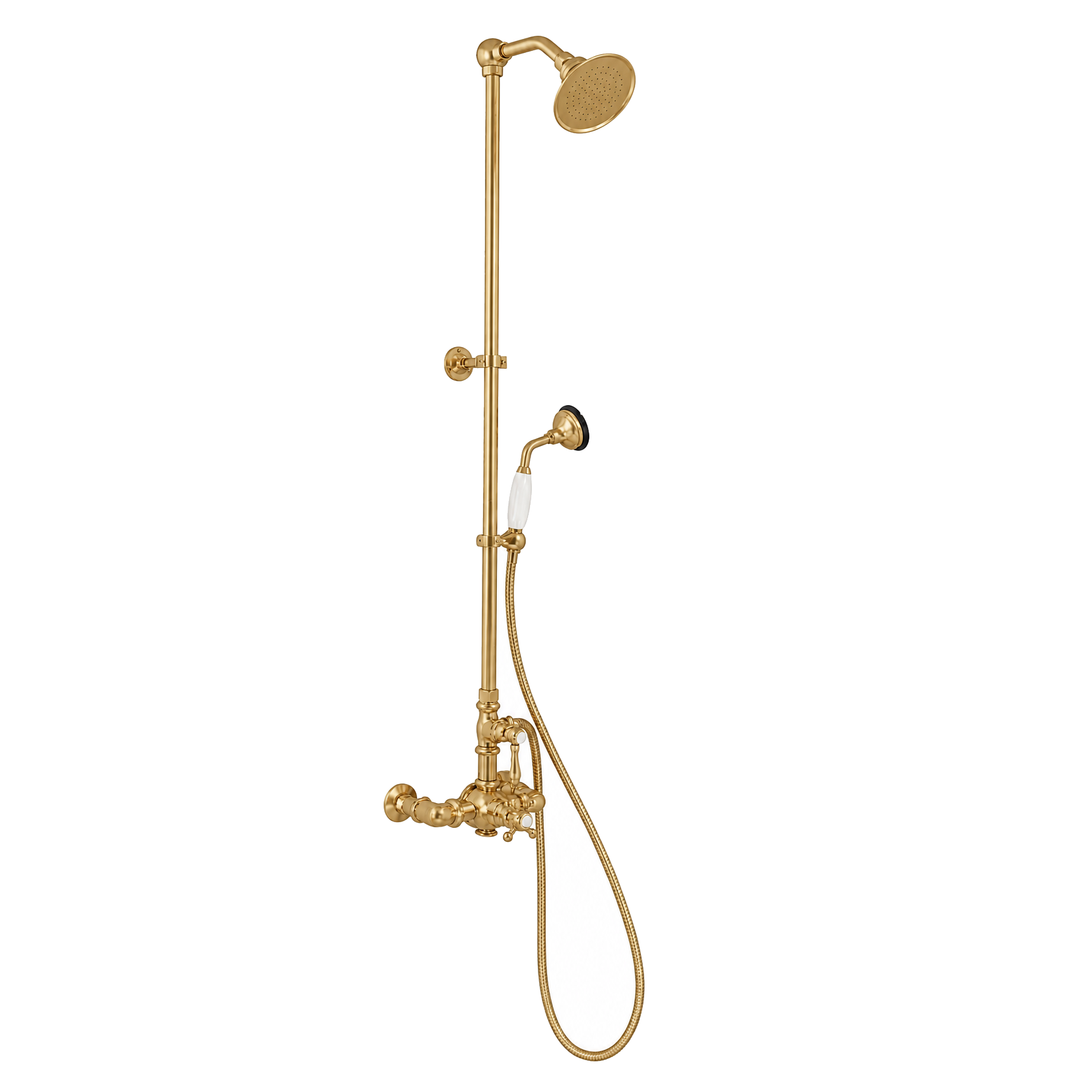 Exposed Thermostatic Shower System with Diverter P1094 | Strom Living Raw Brass - Showers