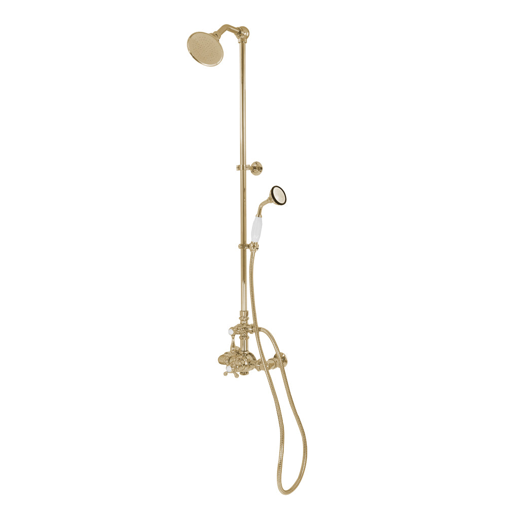 Exposed Thermostatic Shower System Wall Mount with 1.75GPM Handshower and Lever/Cross Handles P1094 | Strom Living