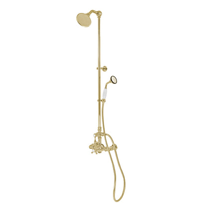 Exposed Thermostatic Shower System Wall Mounted with 1.75GPM Handshower and Lever/Cross Handles
