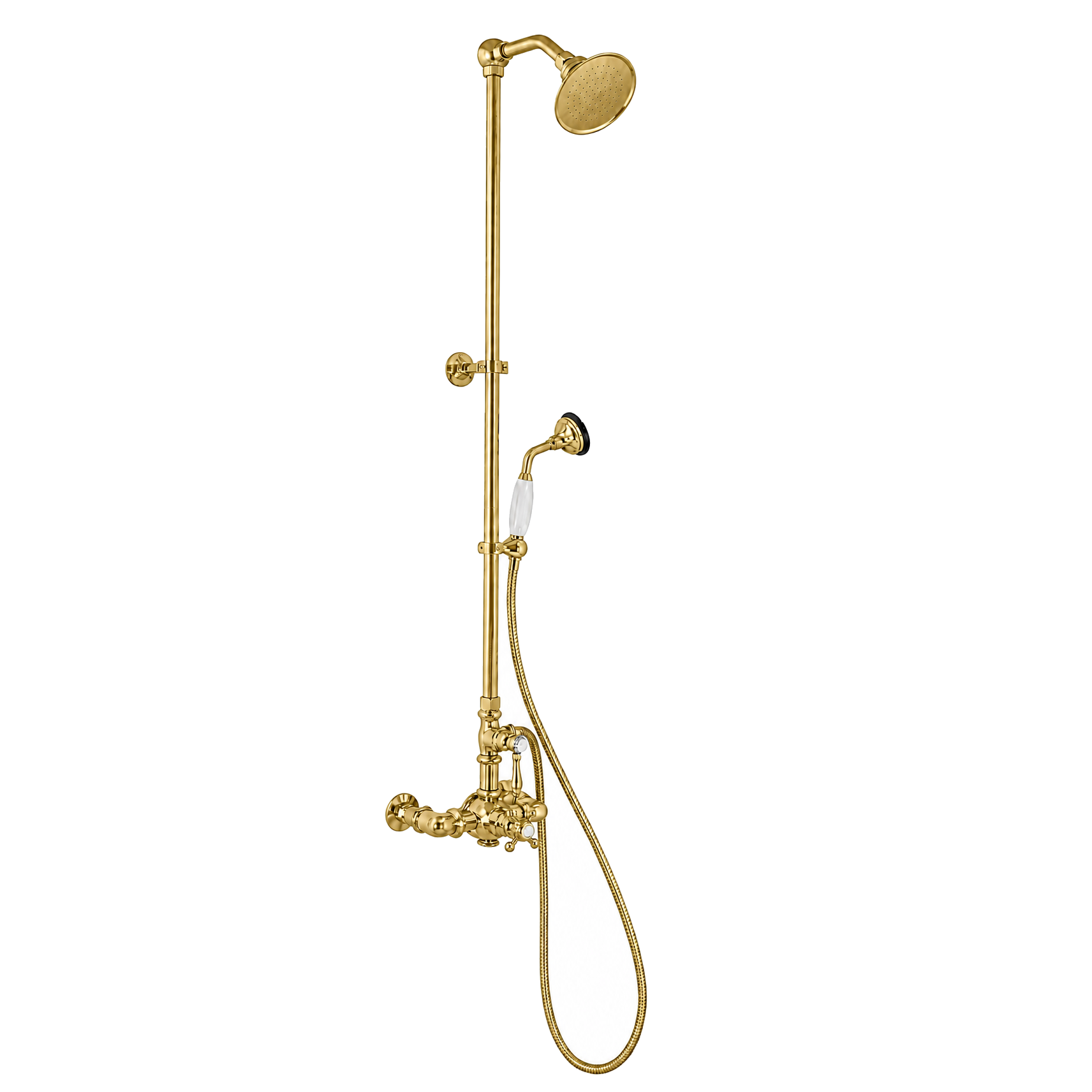 Exposed Thermostatic Shower System with Diverter P1094 | Strom Living Satin Brass - Showers