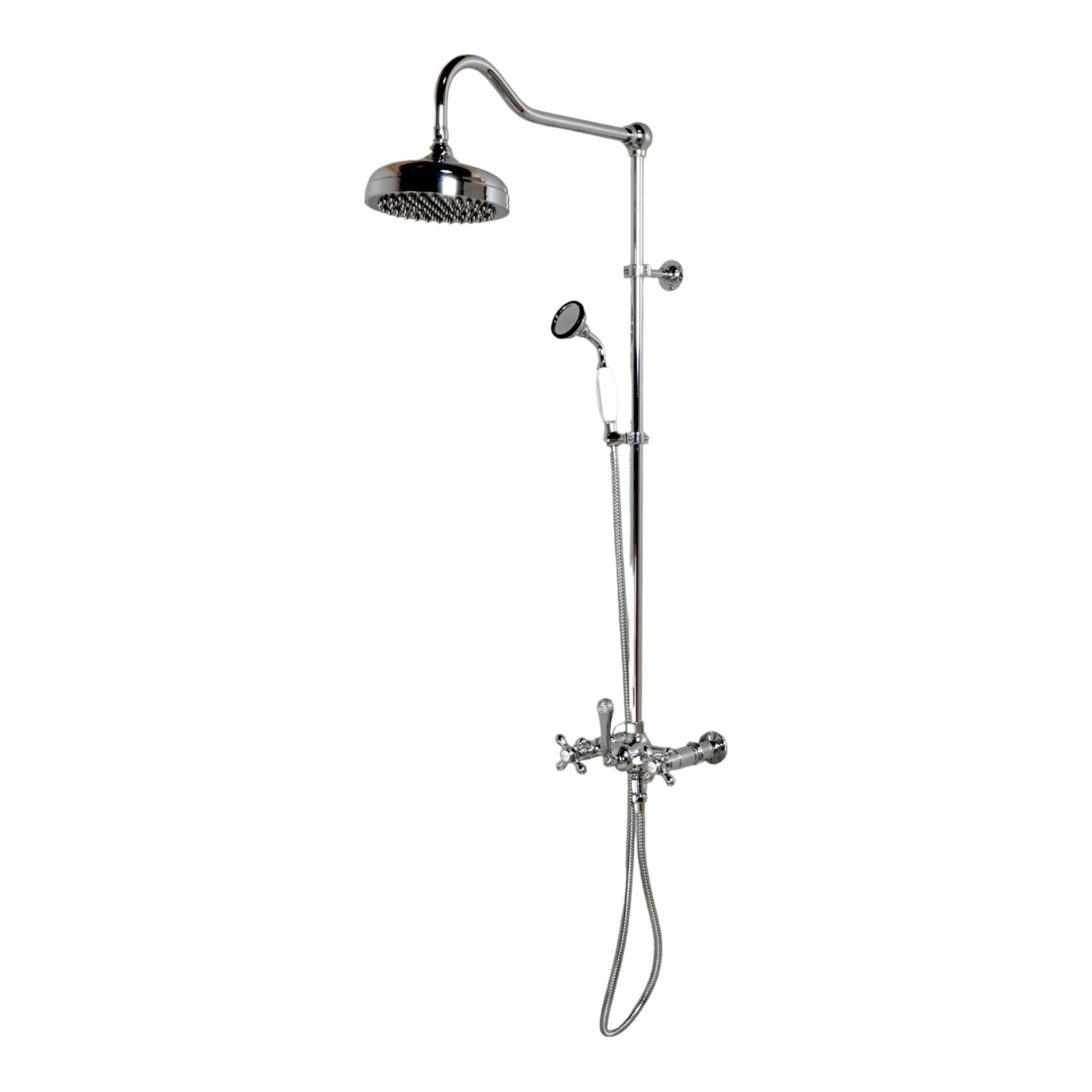 Exposed Shower System Wall Mounted with  8" Shower Head, Handshower and Lever/Cross Handles