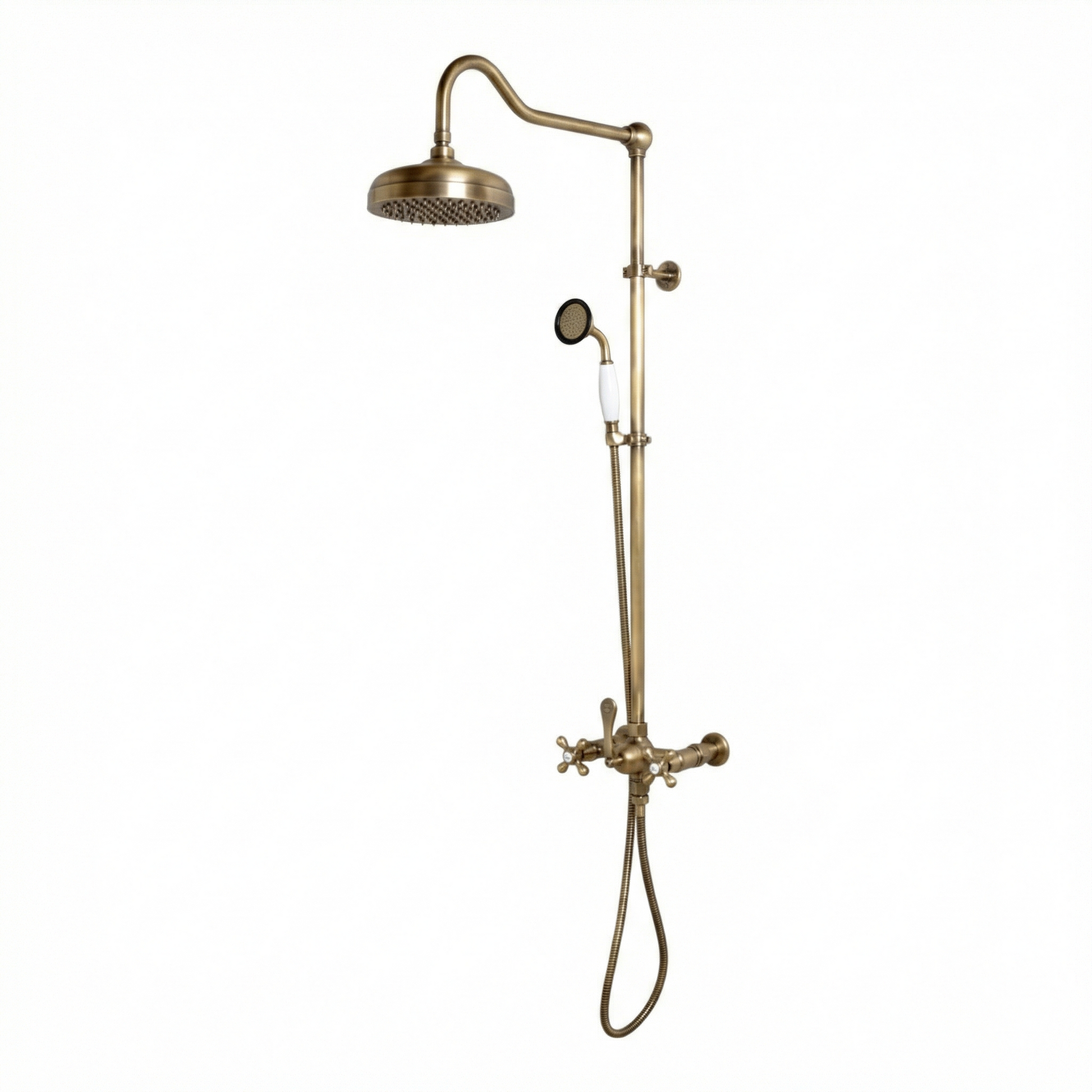 Exposed Shower System with Hand Shower P1095 | Strom Living Raw Brass - Showers
