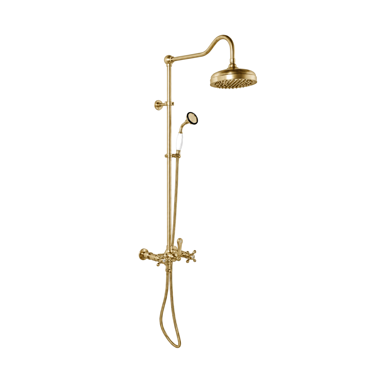 Exposed Shower System with Hand Shower P1095 | Strom Living Raw Brass - Showers