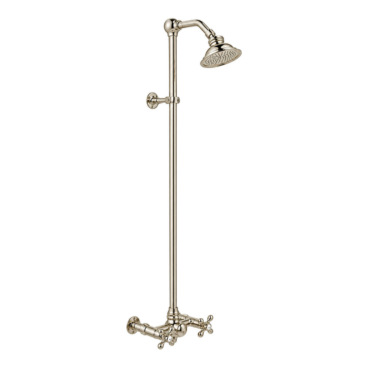 Exposed Shower System with Cross Handles P1096 in Polished Nickel