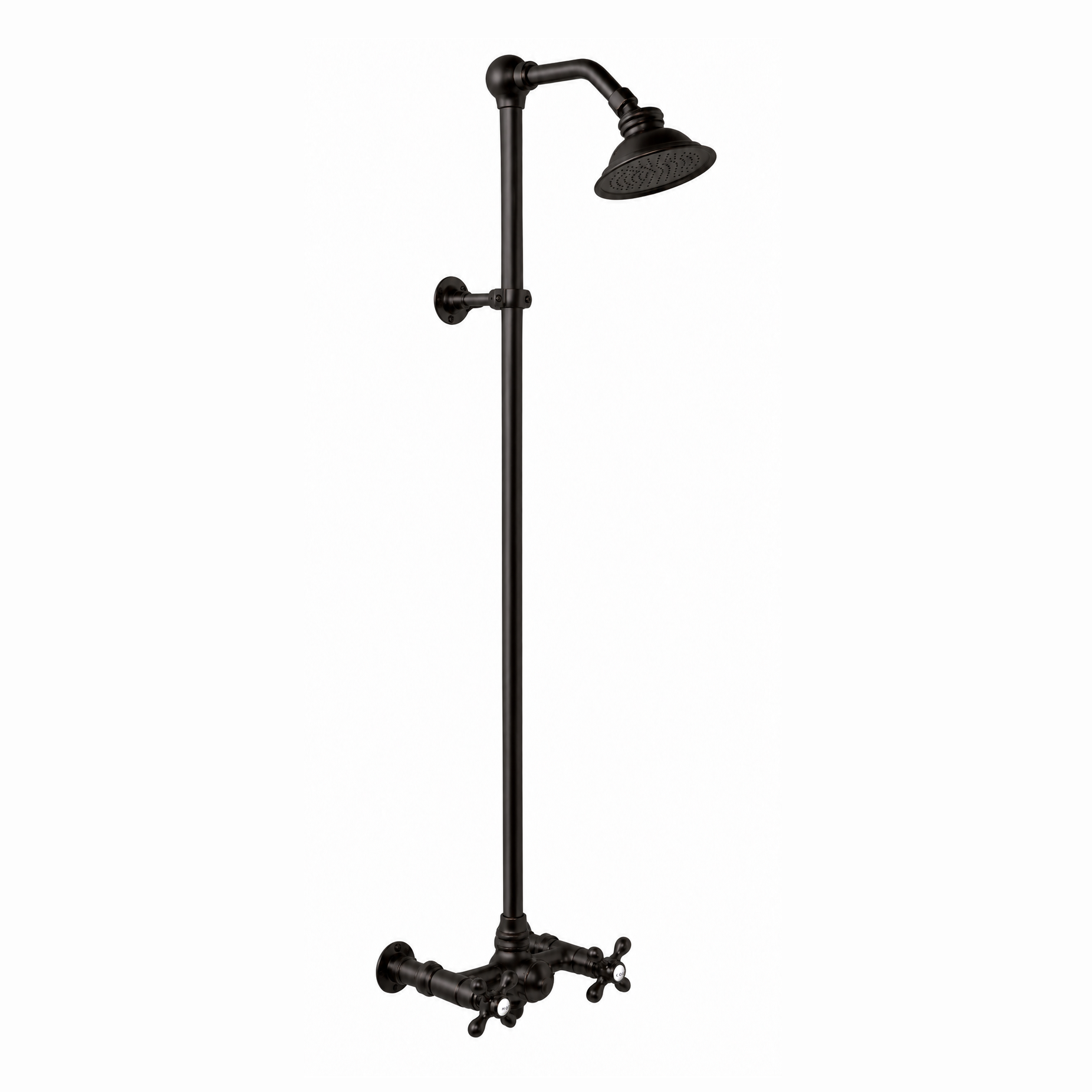 Exposed Shower System with Cross Handles P1096 | Strom Living Satin Black - Showers