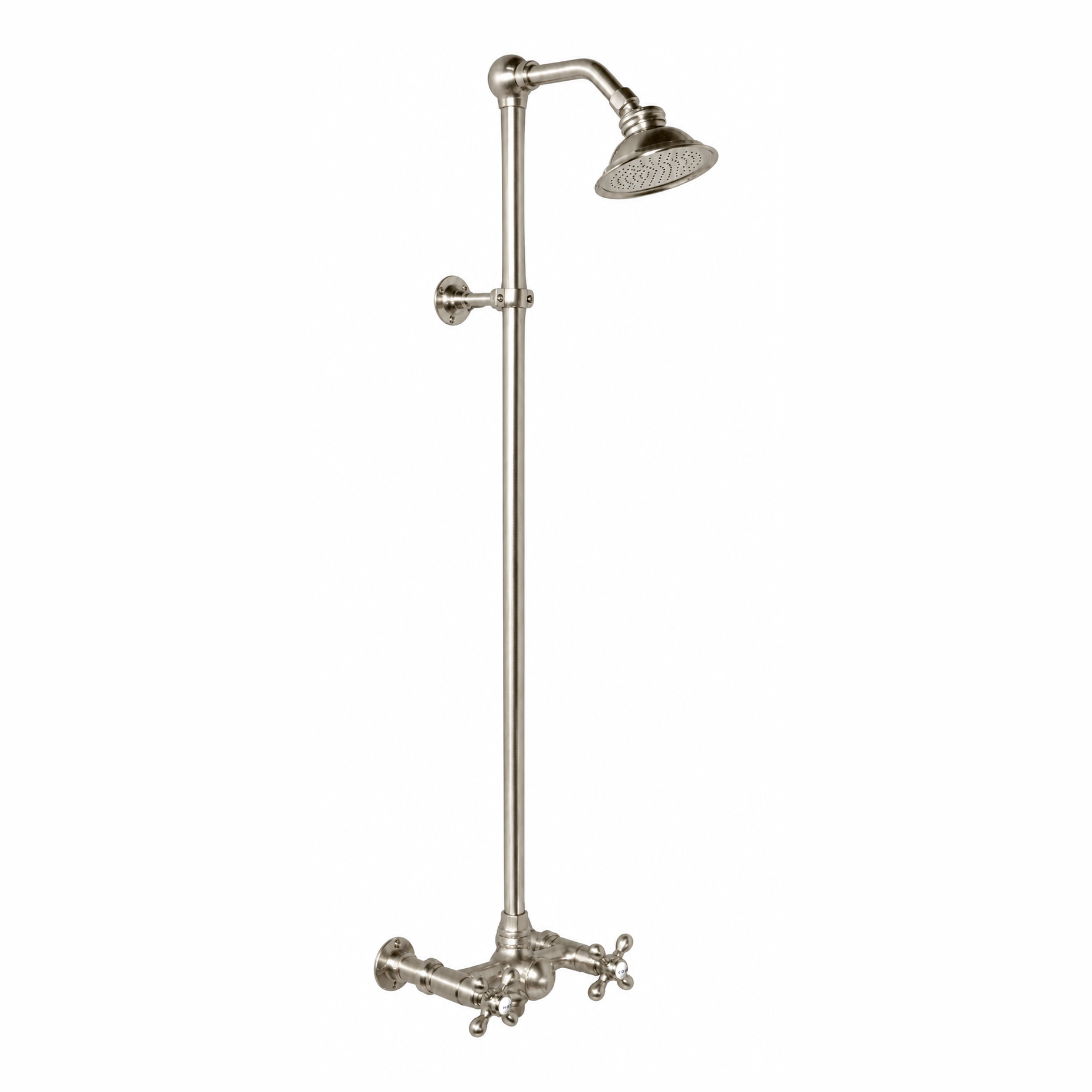 Exposed Shower System with Cross Handles P1096 | Strom Living Matte Nickel - Showers
