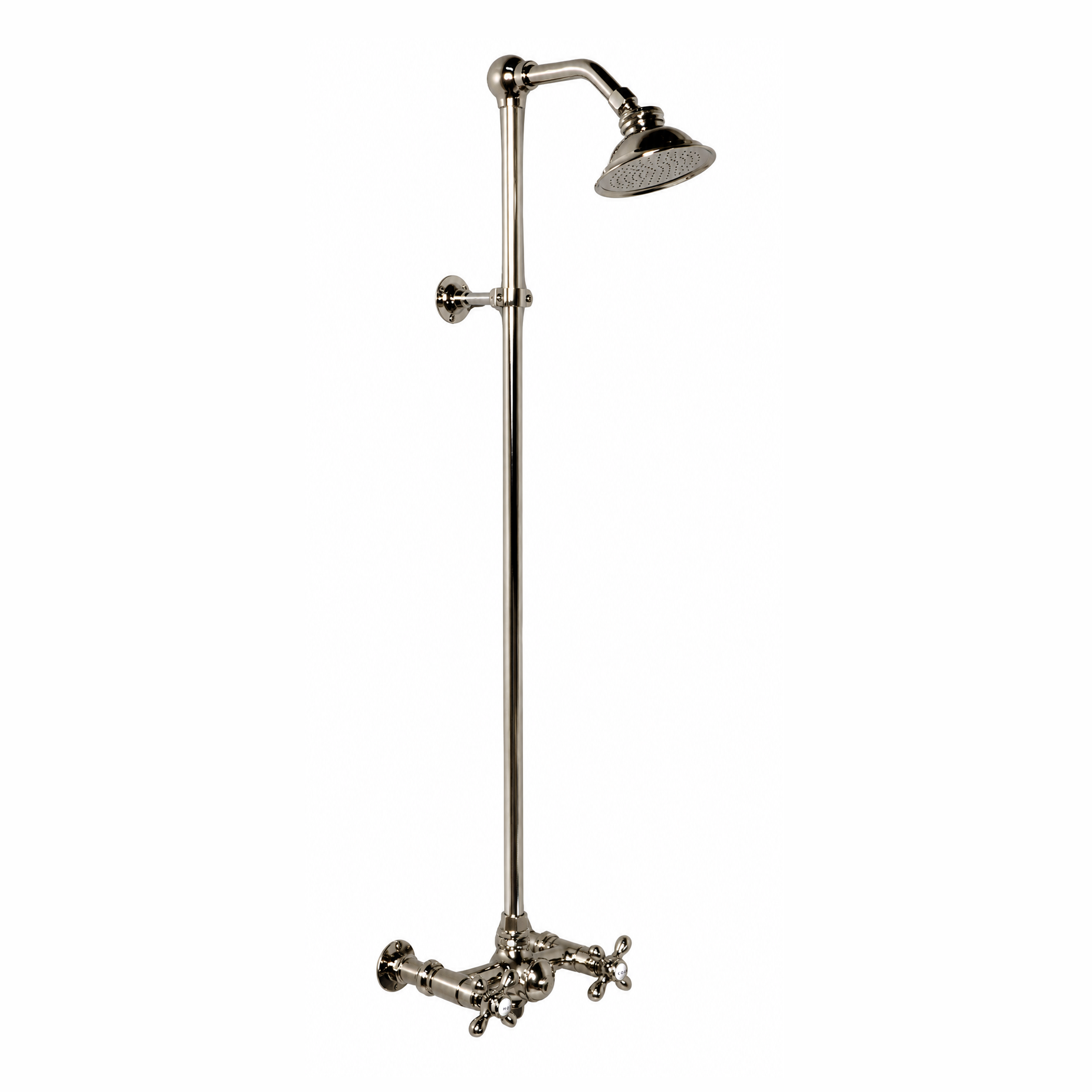 Exposed Shower System with Cross Handles P1096 | Strom Living Polished Nickel - Showers