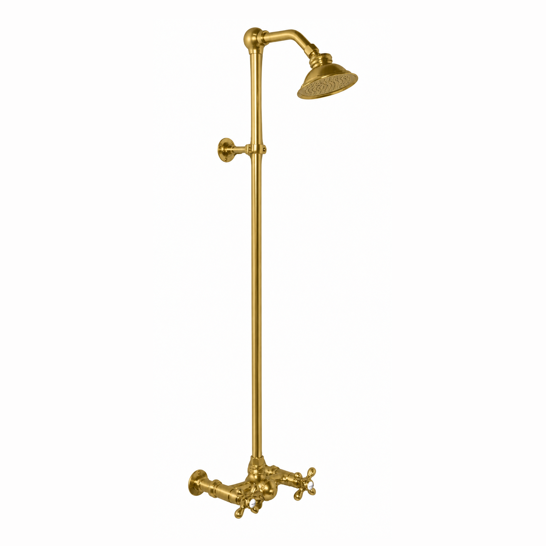 Exposed Shower System with Cross Handles P1096 | Strom Living Raw Brass - Showers